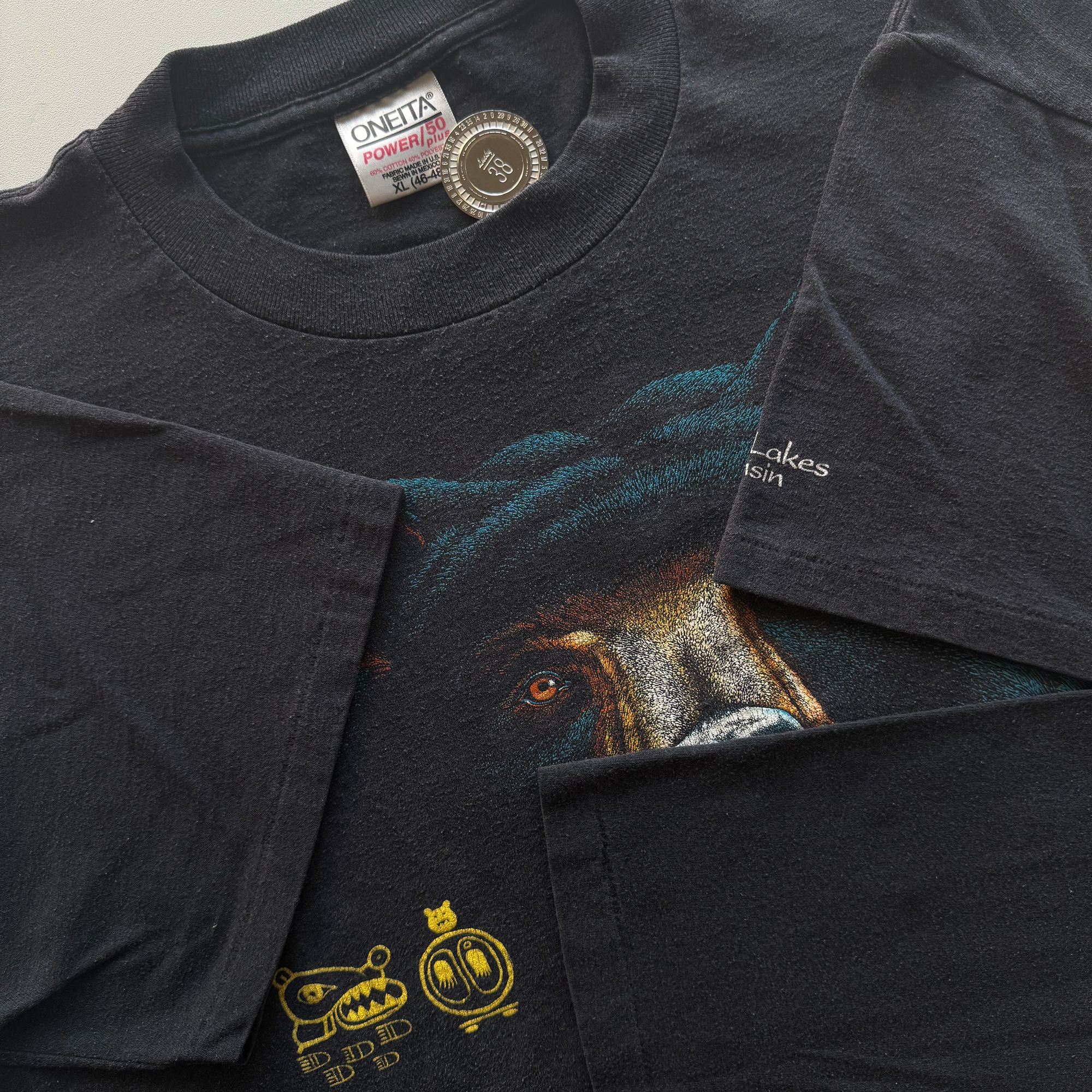 Vintage 1989 Black Bear Land o' Lakes AOP Tee