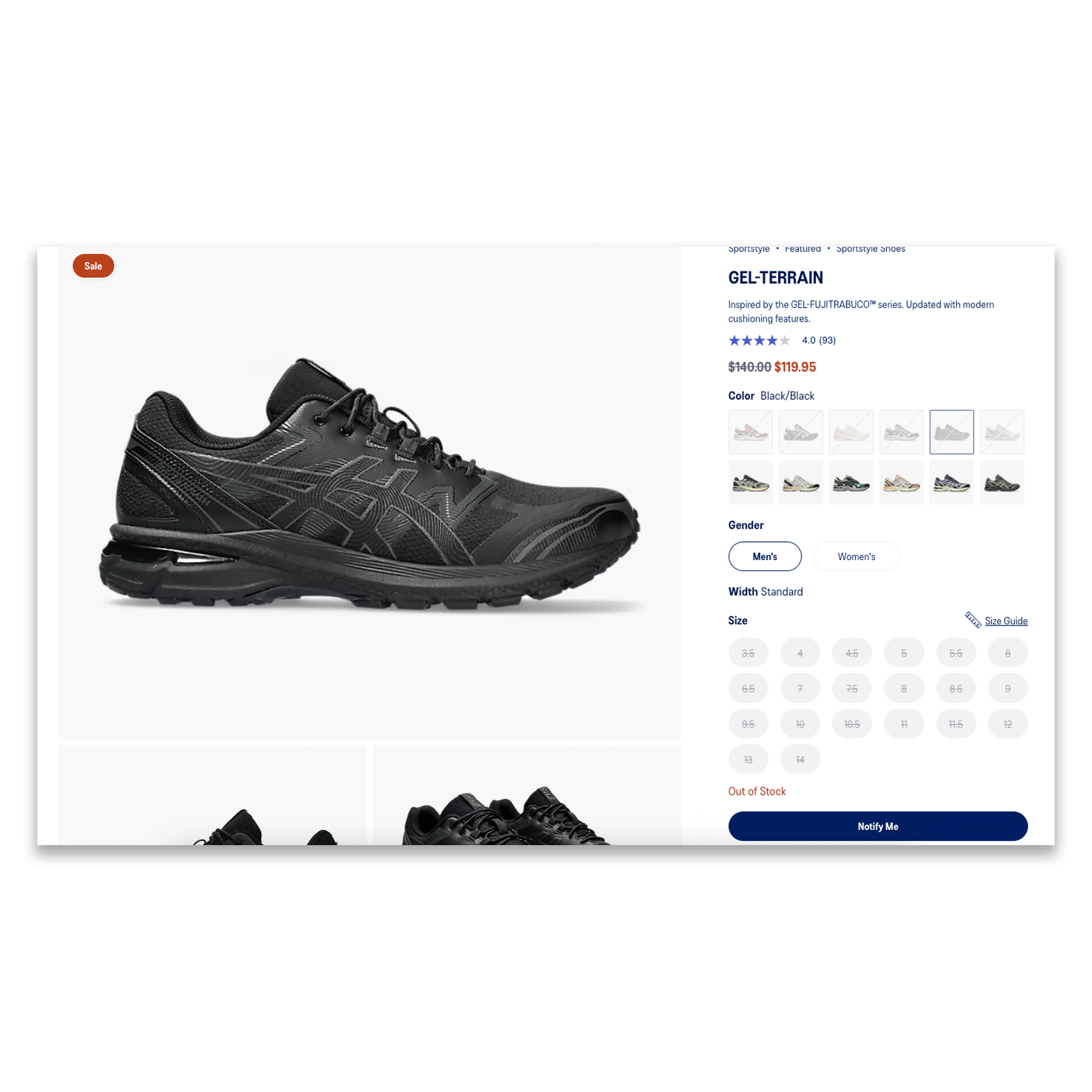 Asics Gel Terrain 'Triple Black' (Size 7)