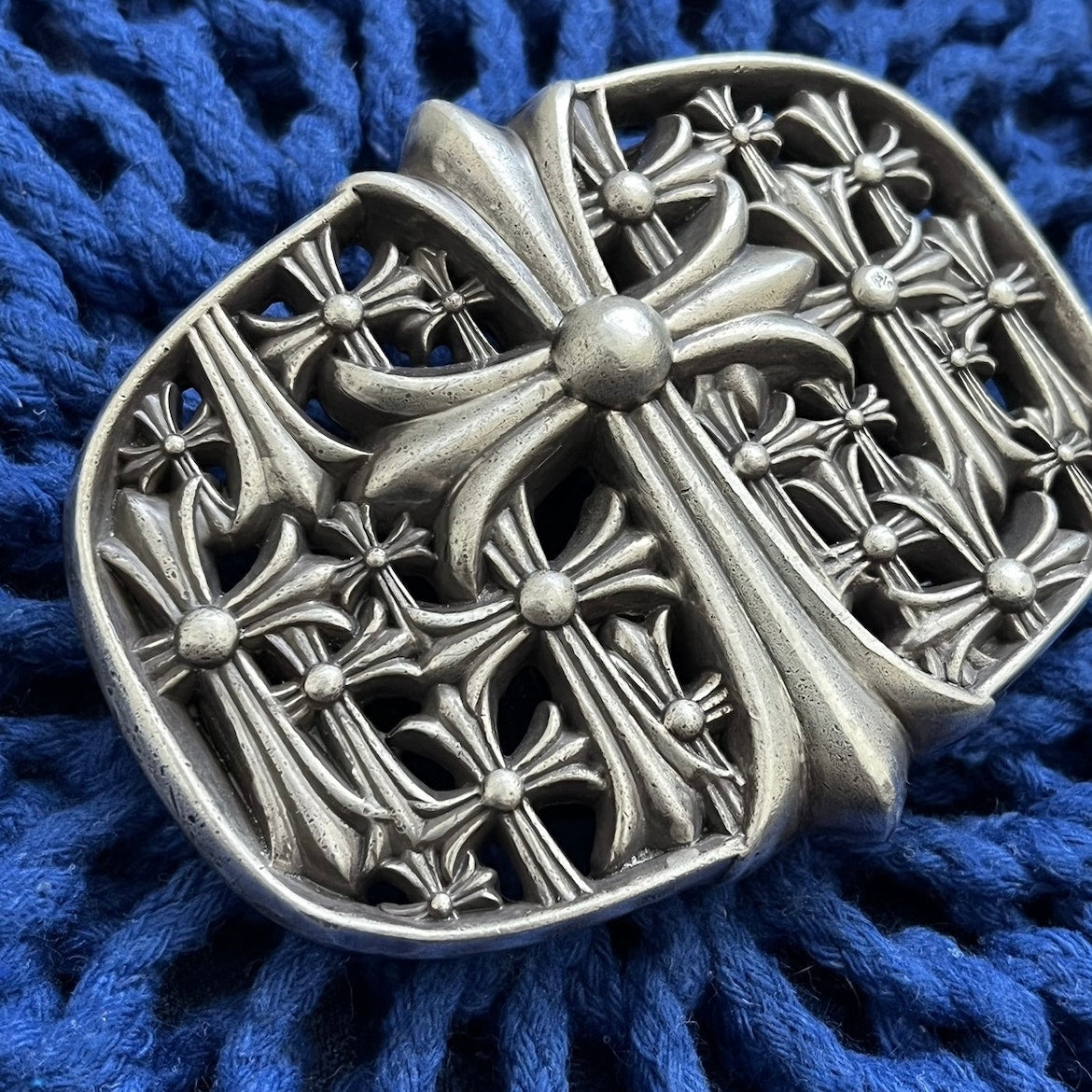 Chrome Hearts Cemetery Belt Buckle & White Leather Belt