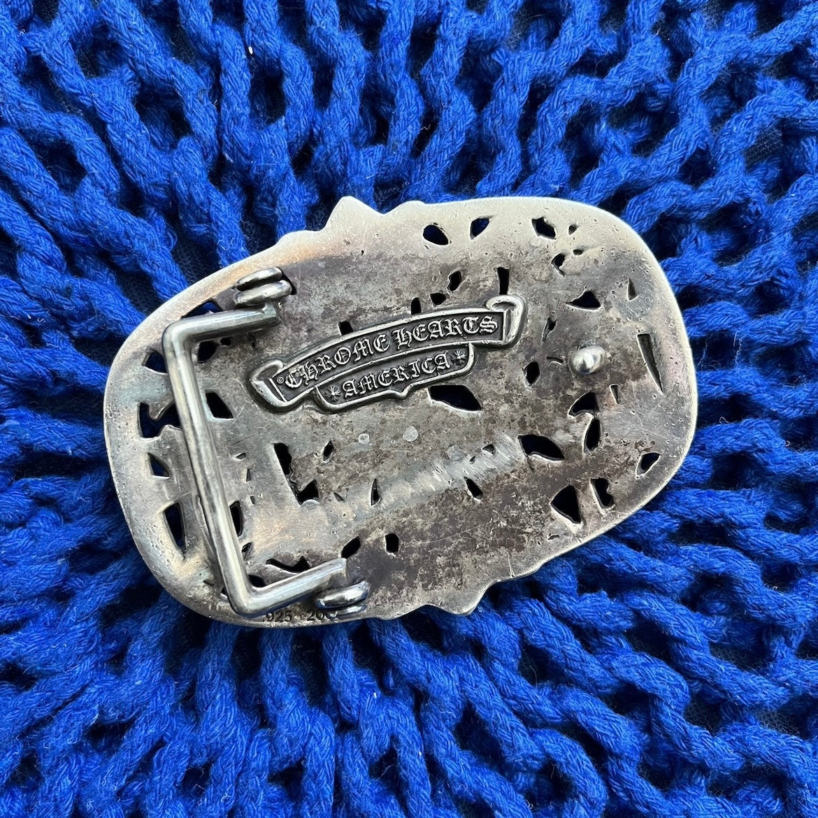 Chrome Hearts Cemetery Belt Buckle & White Leather Belt