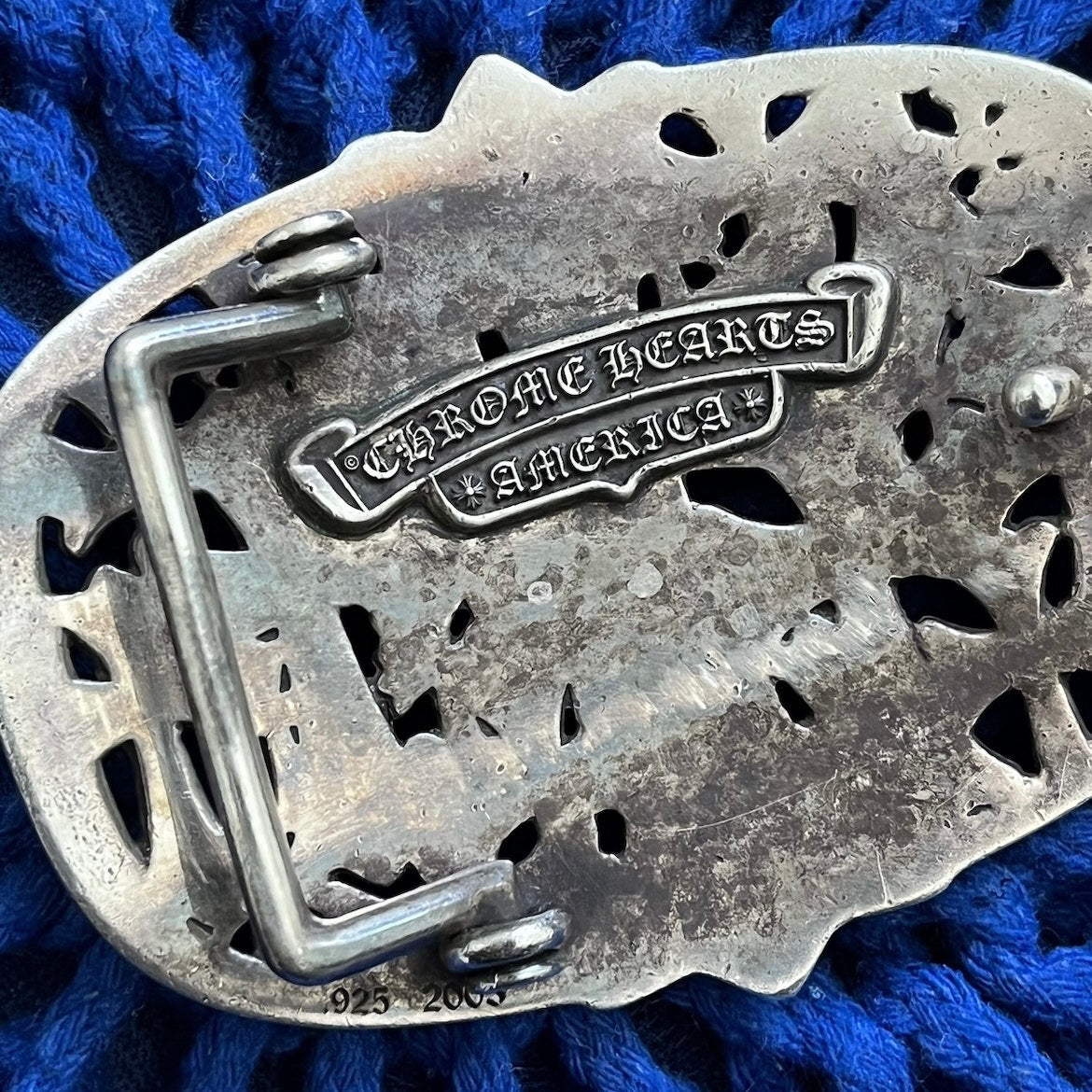 Chrome Hearts Cemetery Belt Buckle & White Leather Belt