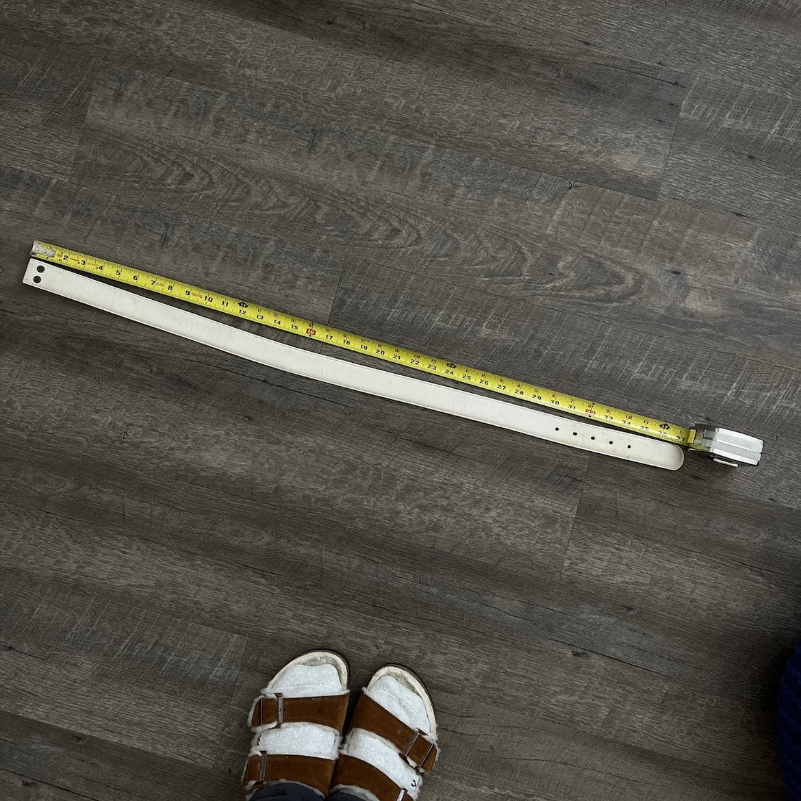 Chrome Hearts Cemetery Belt Buckle & White Leather Belt