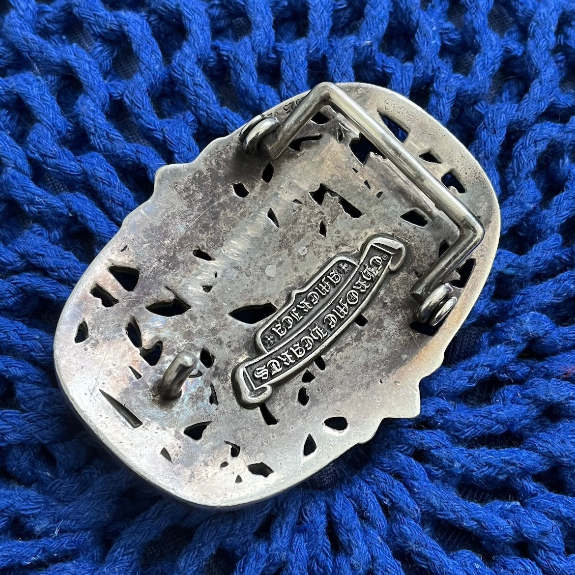 Chrome Hearts Cemetery Belt Buckle & White Leather Belt