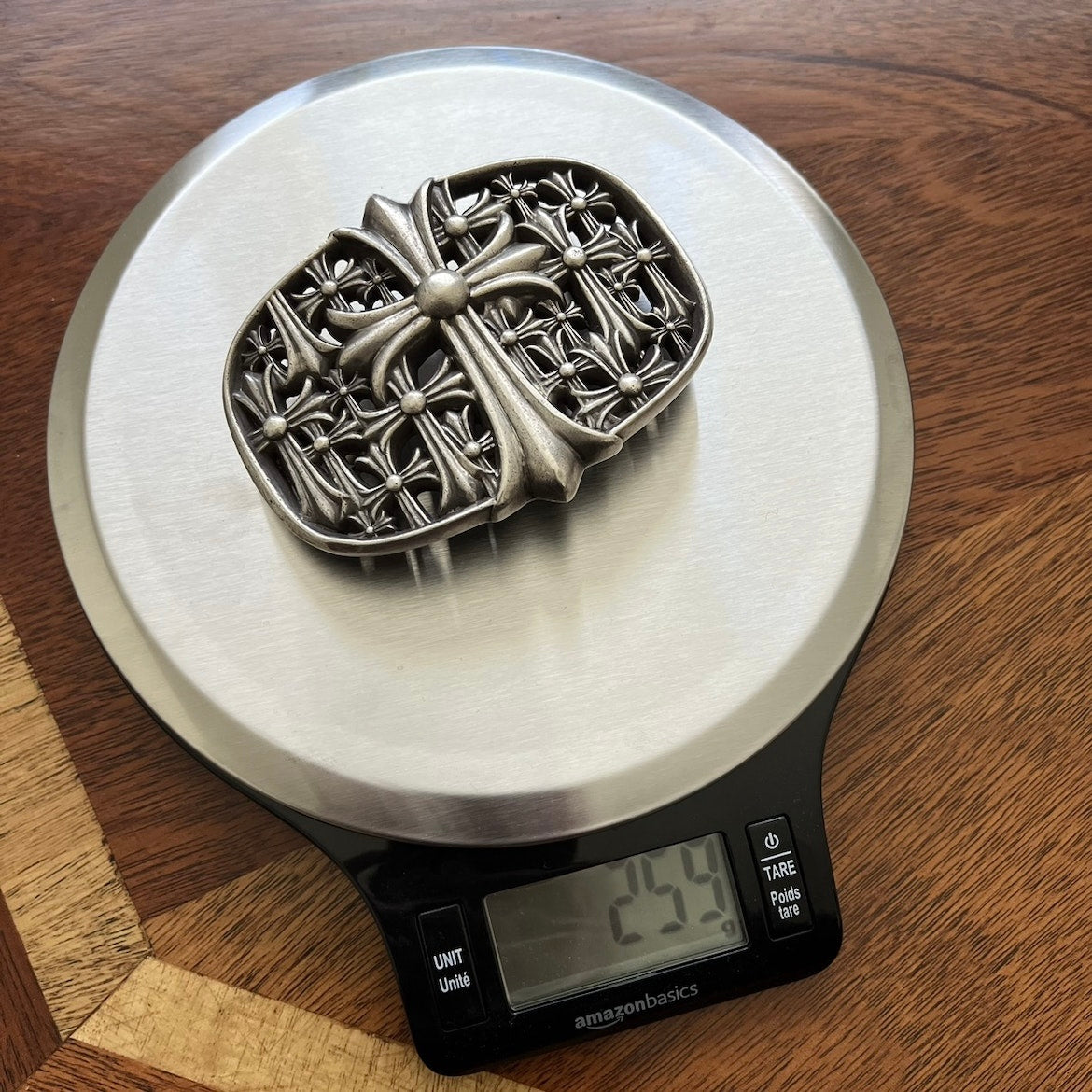 Chrome Hearts Cemetery Belt Buckle & White Leather Belt