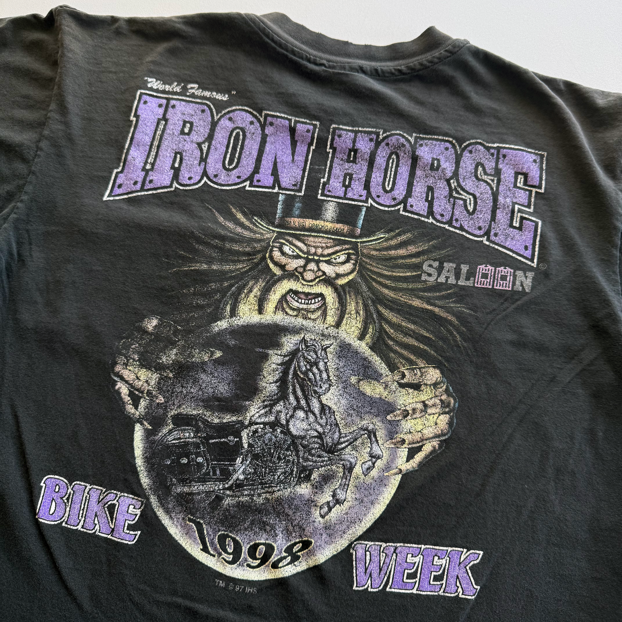 Vintage 1998 Iron Horse Saloon Motorcycle Bike Week Tee