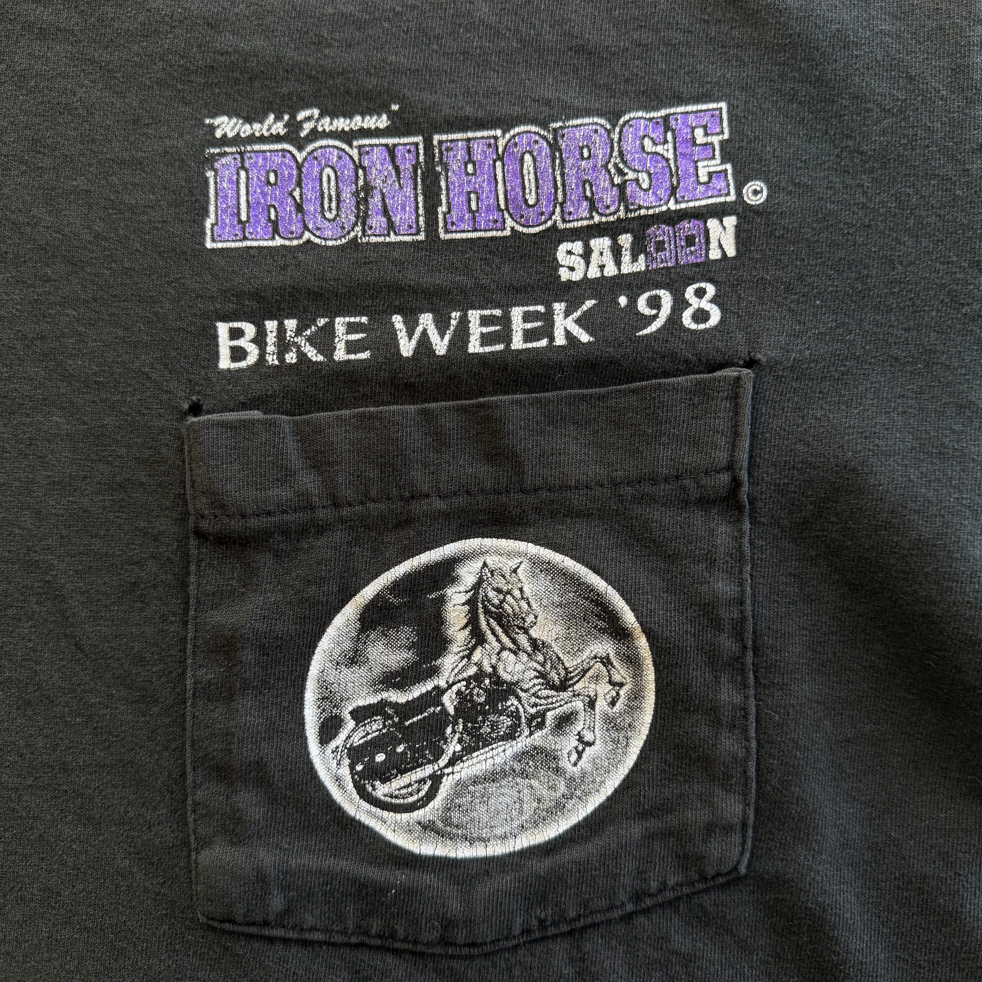 Vintage 1998 Iron Horse Saloon Motorcycle Bike Week Tee