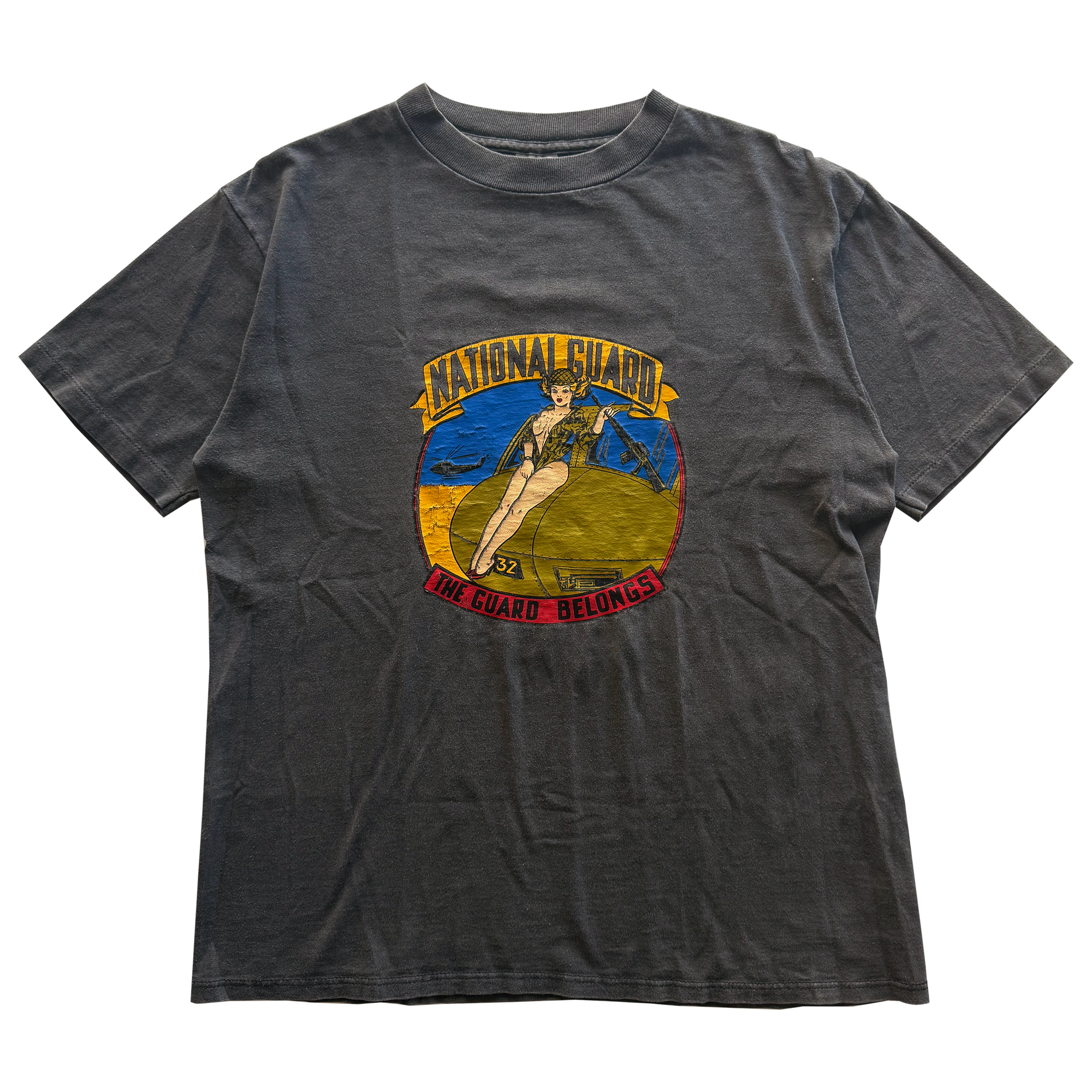 Vintage 1980s National Guard Military Pin Up Girl Tee