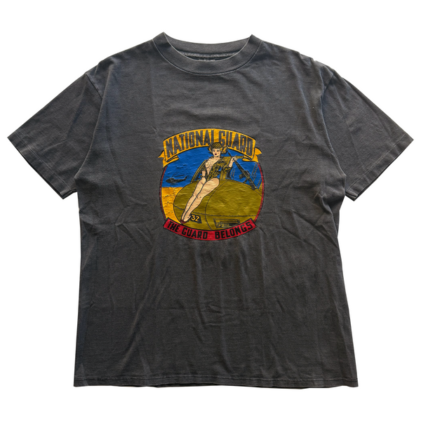 Vintage 1980s National Guard Military Pin Up Girl Tee