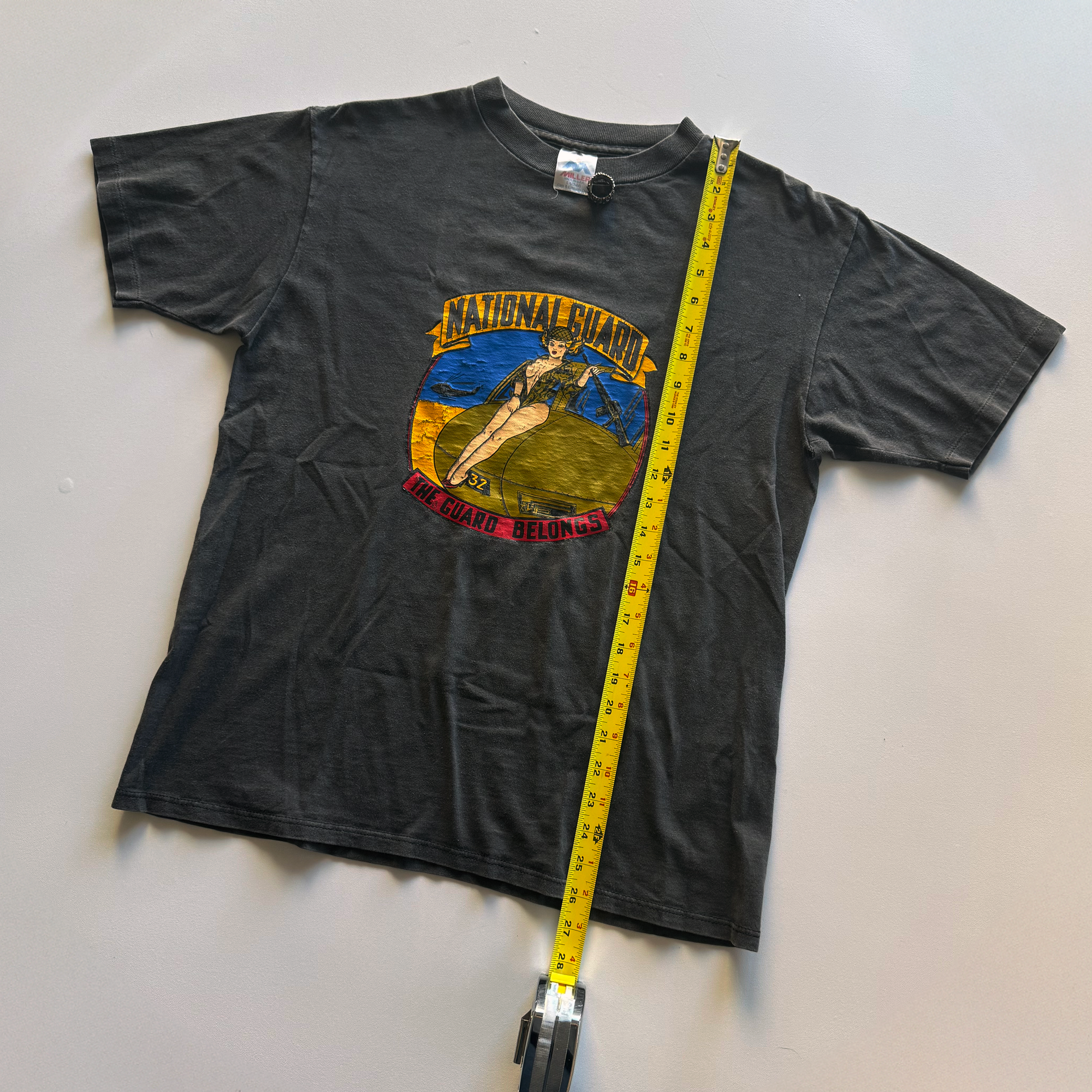 Vintage 1980s National Guard Military Pin Up Girl Tee