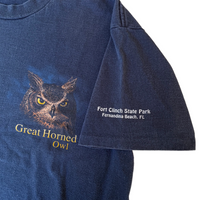 Vintage 1990s Great Horned Owl Nature Tee