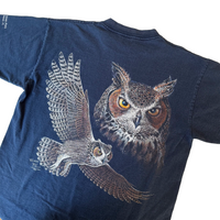 Vintage 1990s Great Horned Owl Nature Tee