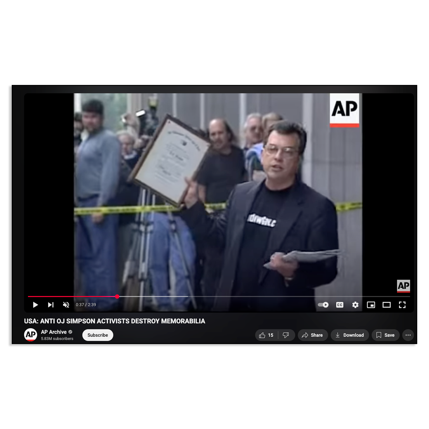 Vintage 1999 Shadow Government OJ Simpson Trial Tee