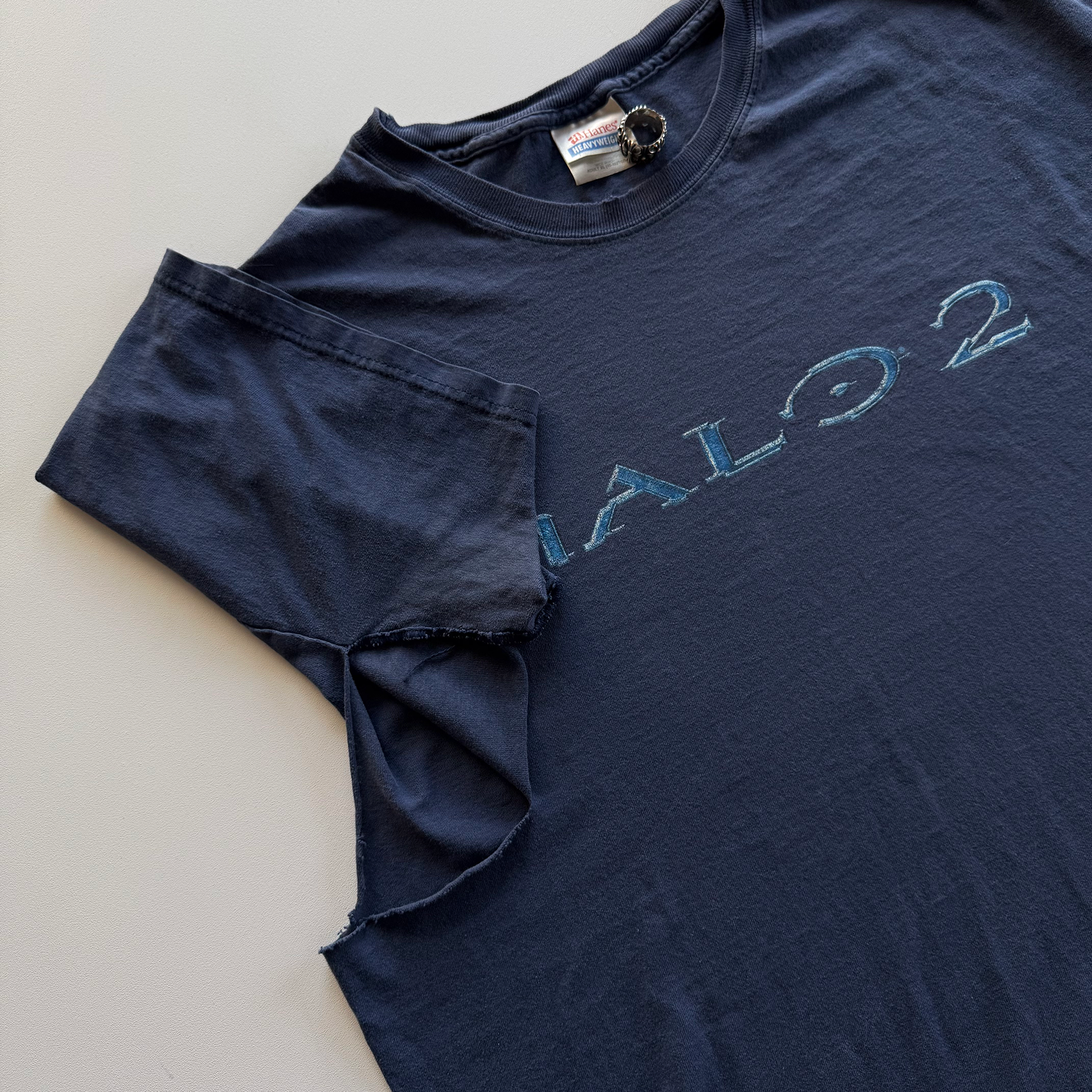 Vintage 2004 Thrashed Vintage Halo 2 Logo Tee