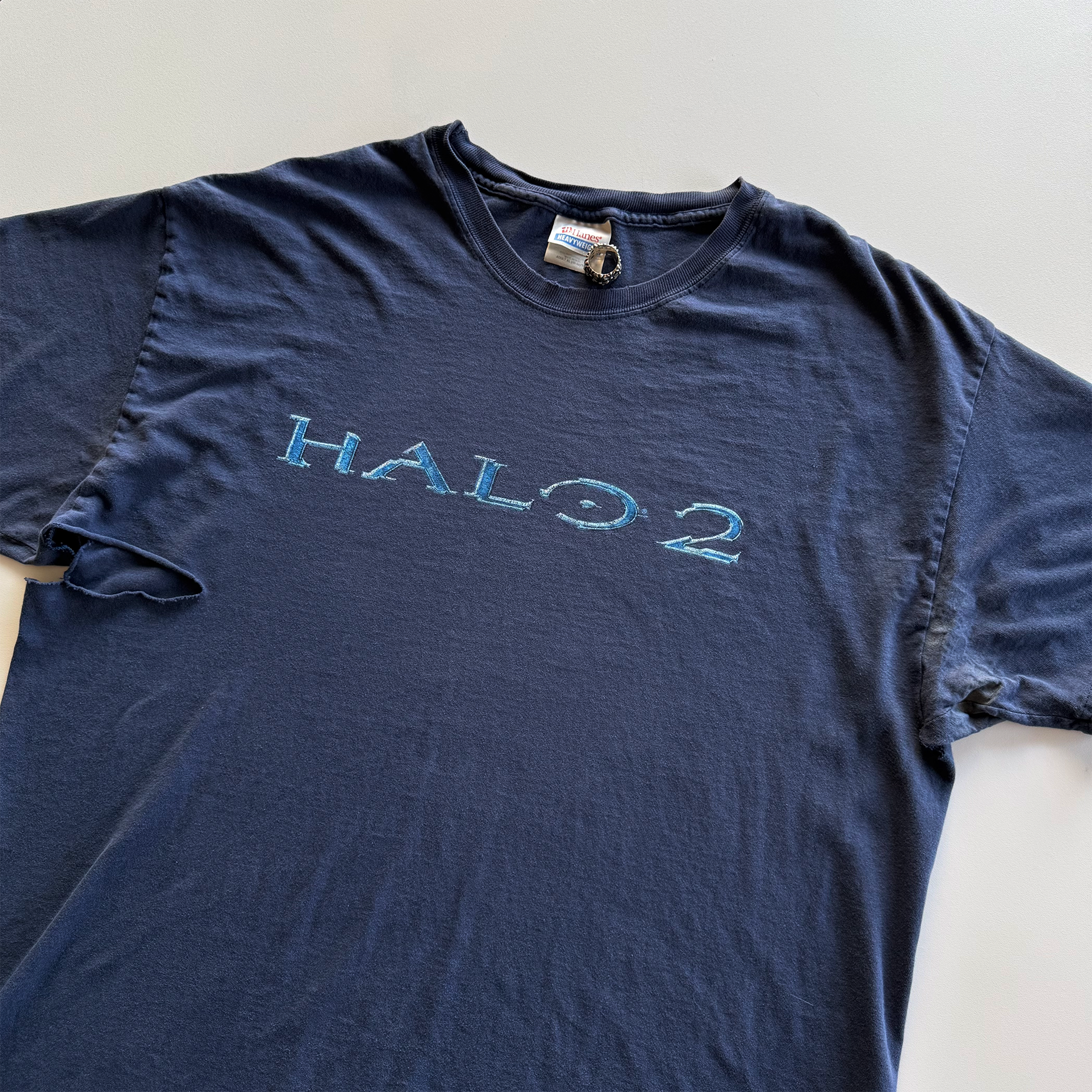Vintage 2004 Thrashed Vintage Halo 2 Logo Tee