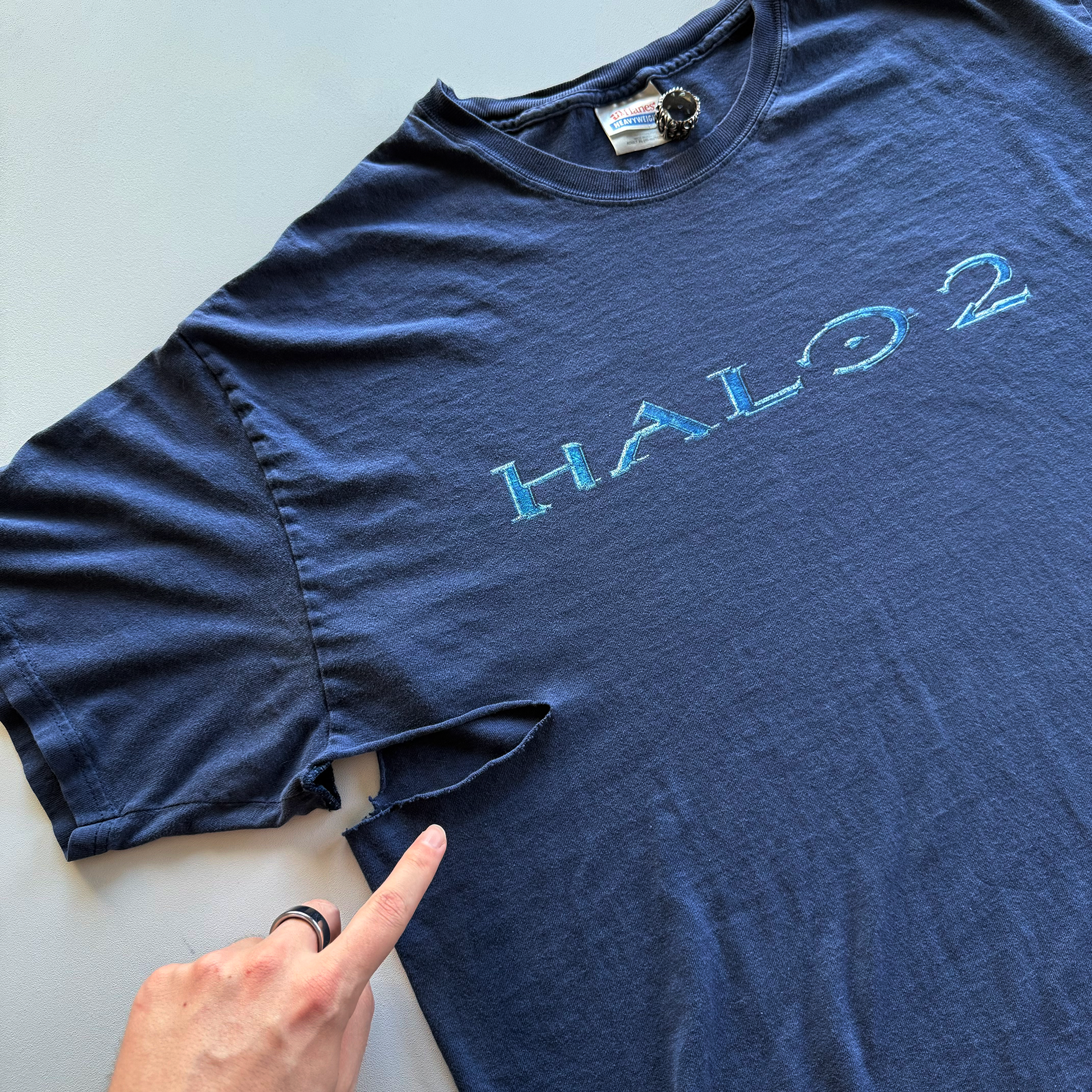 Vintage 2004 Thrashed Vintage Halo 2 Logo Tee