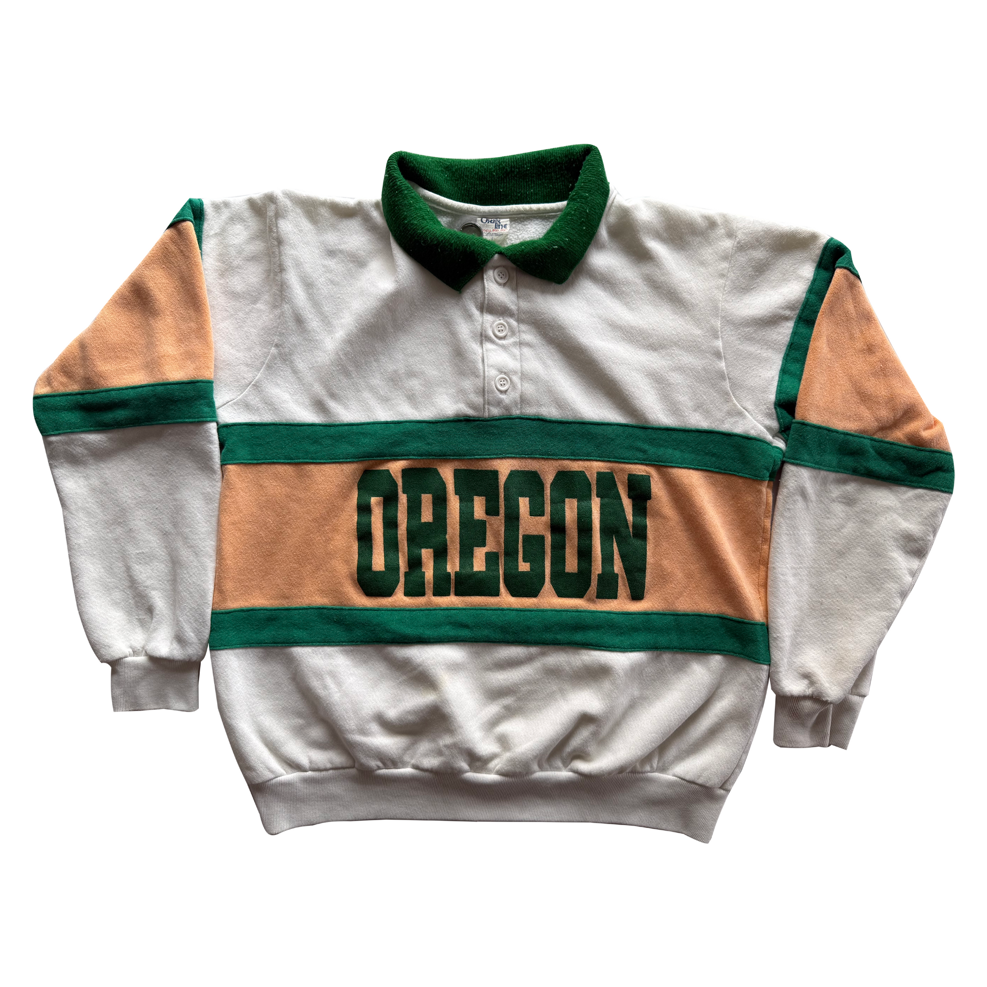 Vintage 1980s Oregon Ducks UO Chalk Line Rugby Sweatshirt