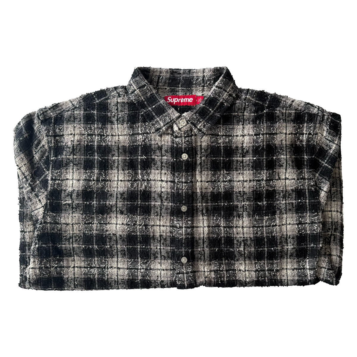 Supreme FW26 Frayed Textured Plaid Shirt