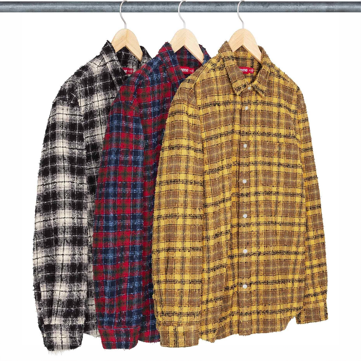Supreme FW26 Frayed Textured Plaid Shirt