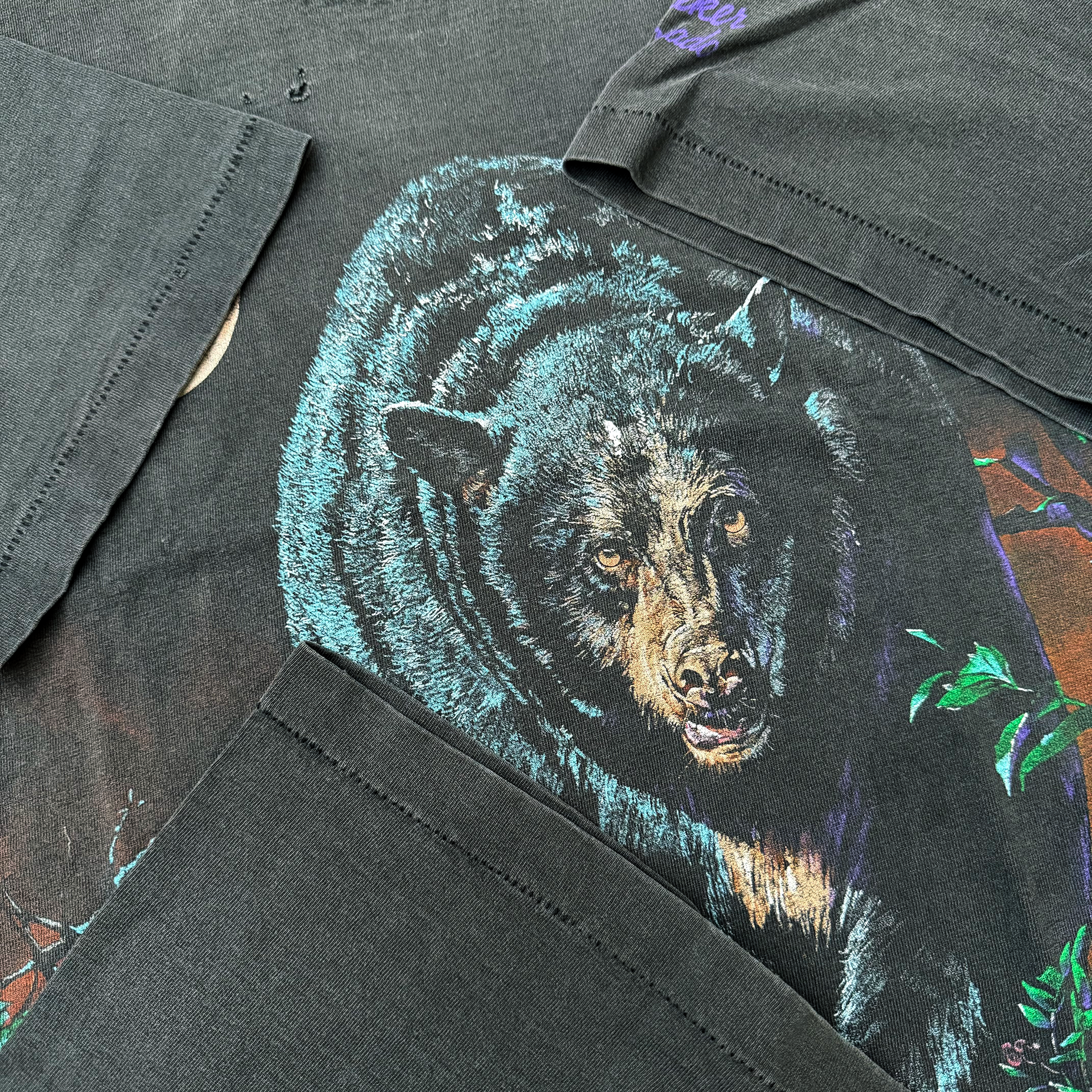 Vintage 1990s Habitat Black Bear AOP Tee