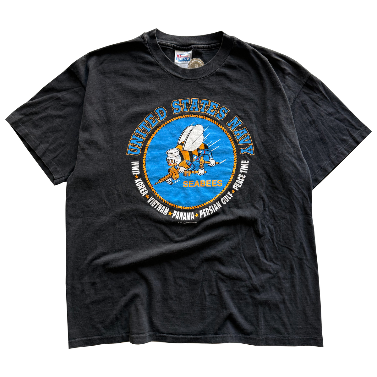 Vintage 1992 USA Navy Seabees Military Tee