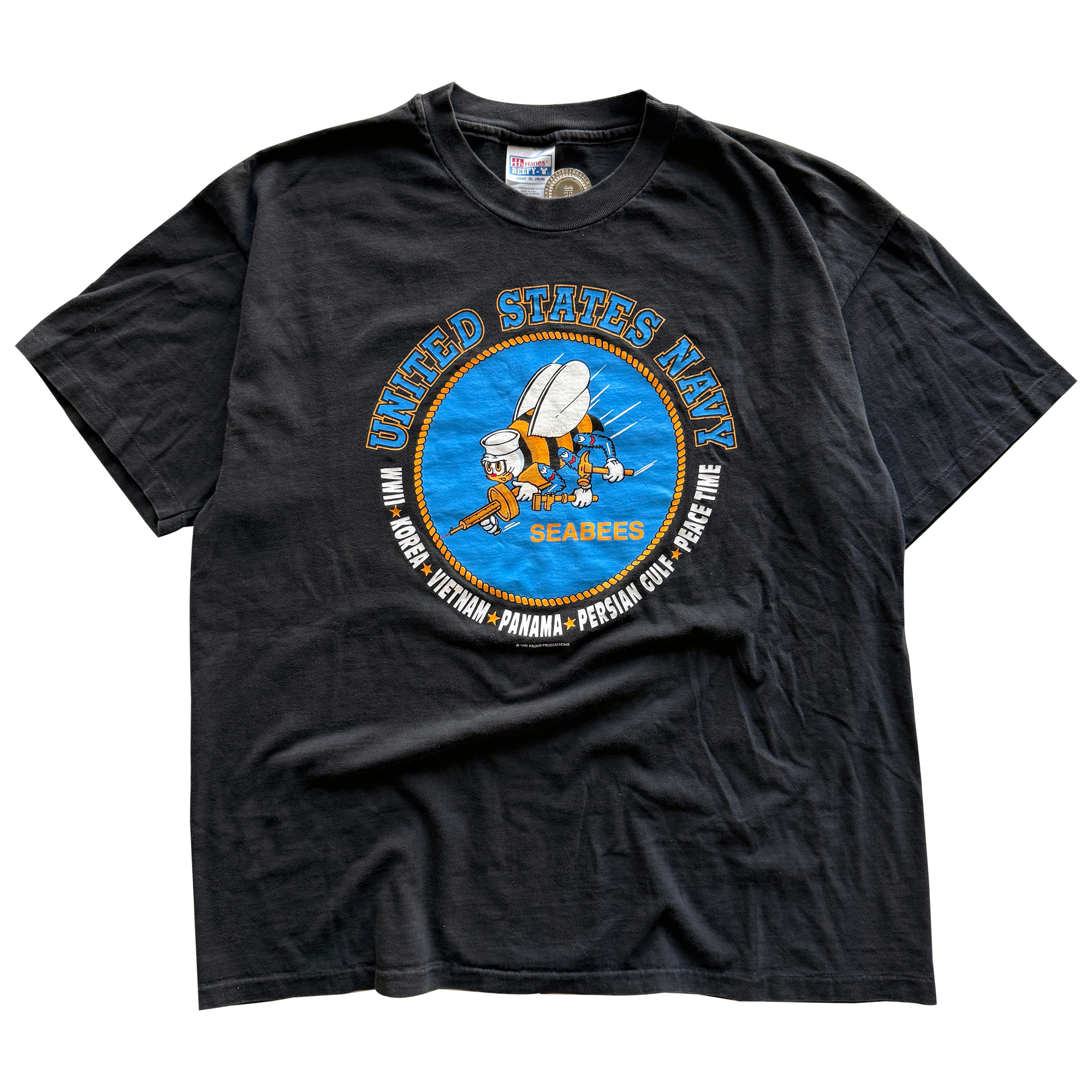 Vintage 1992 USA Navy Seabees Military Tee
