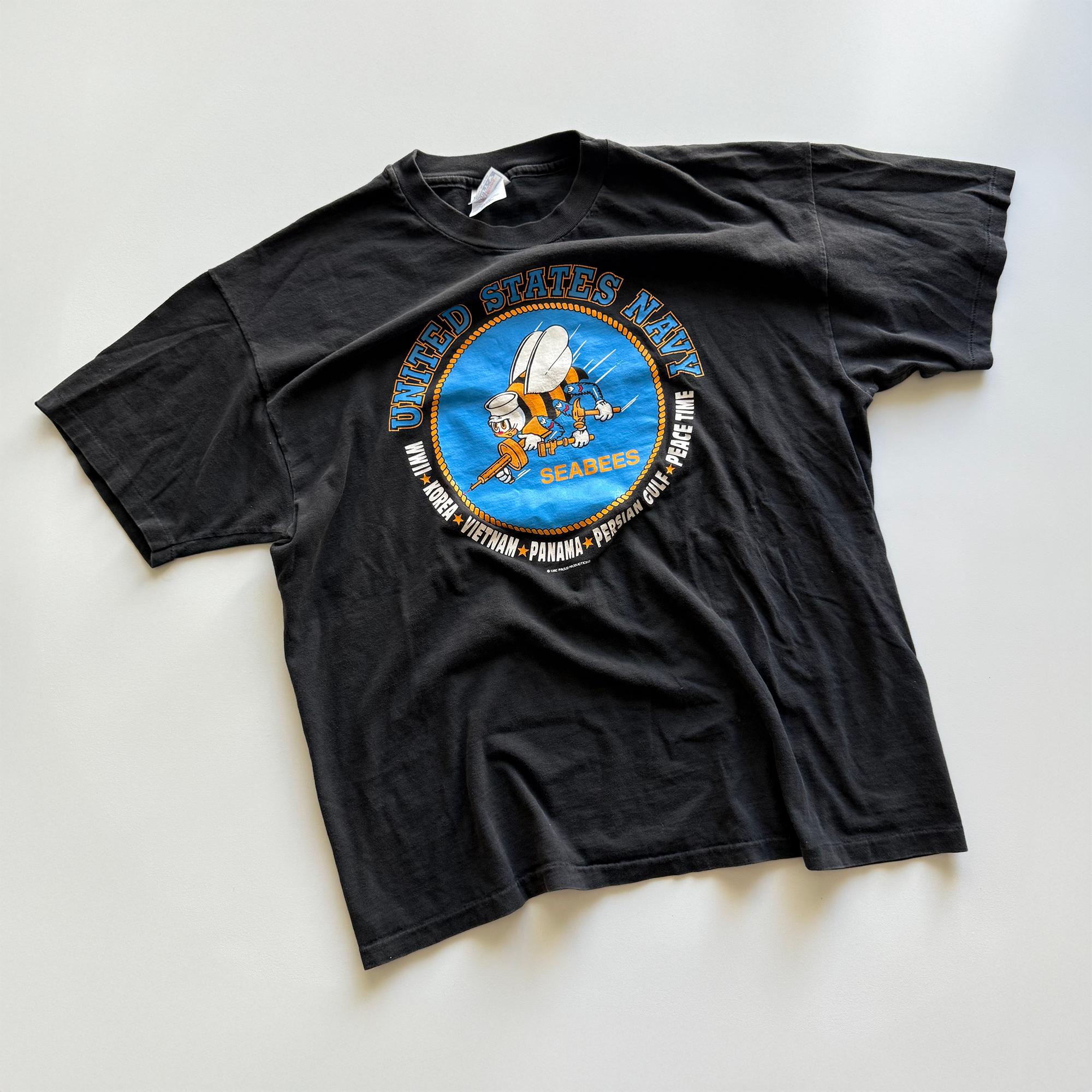 Vintage 1992 USA Navy Seabees Military Tee