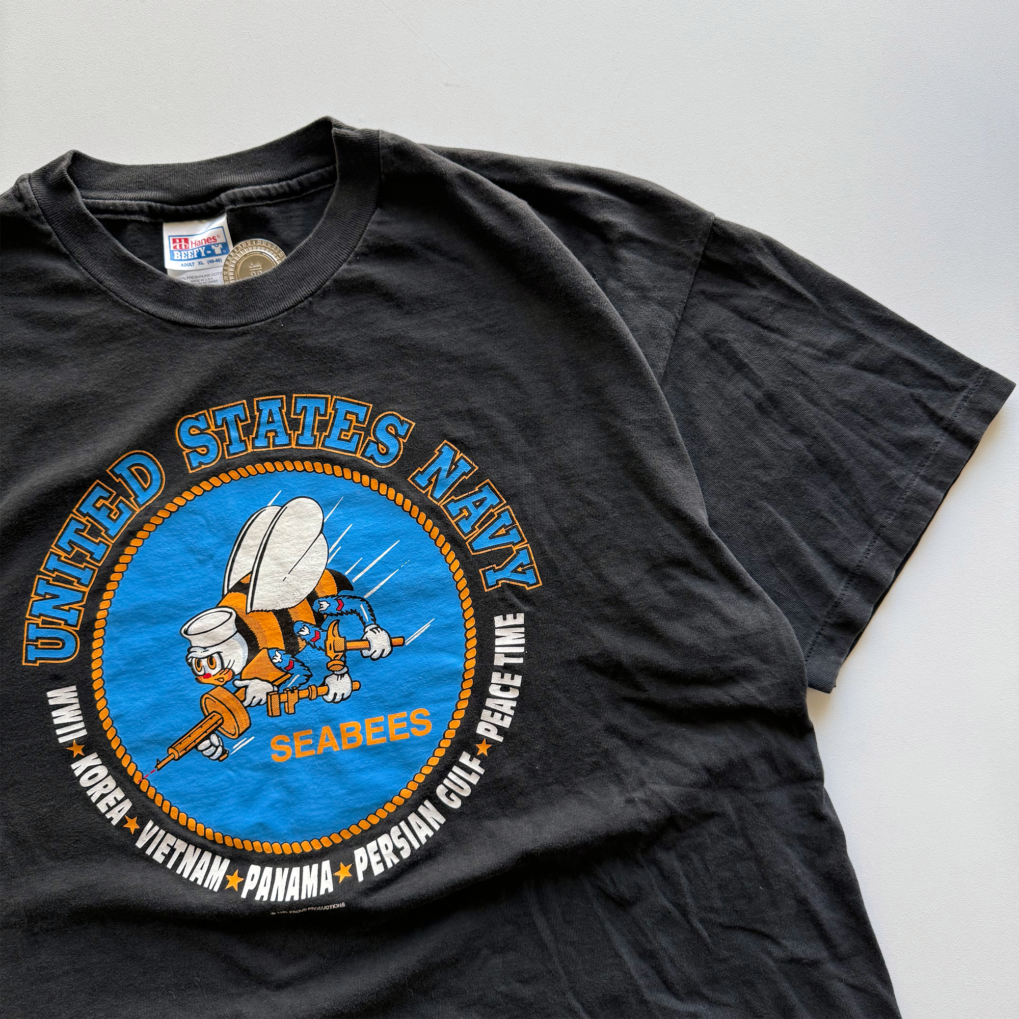 Vintage 1992 USA Navy Seabees Military Tee
