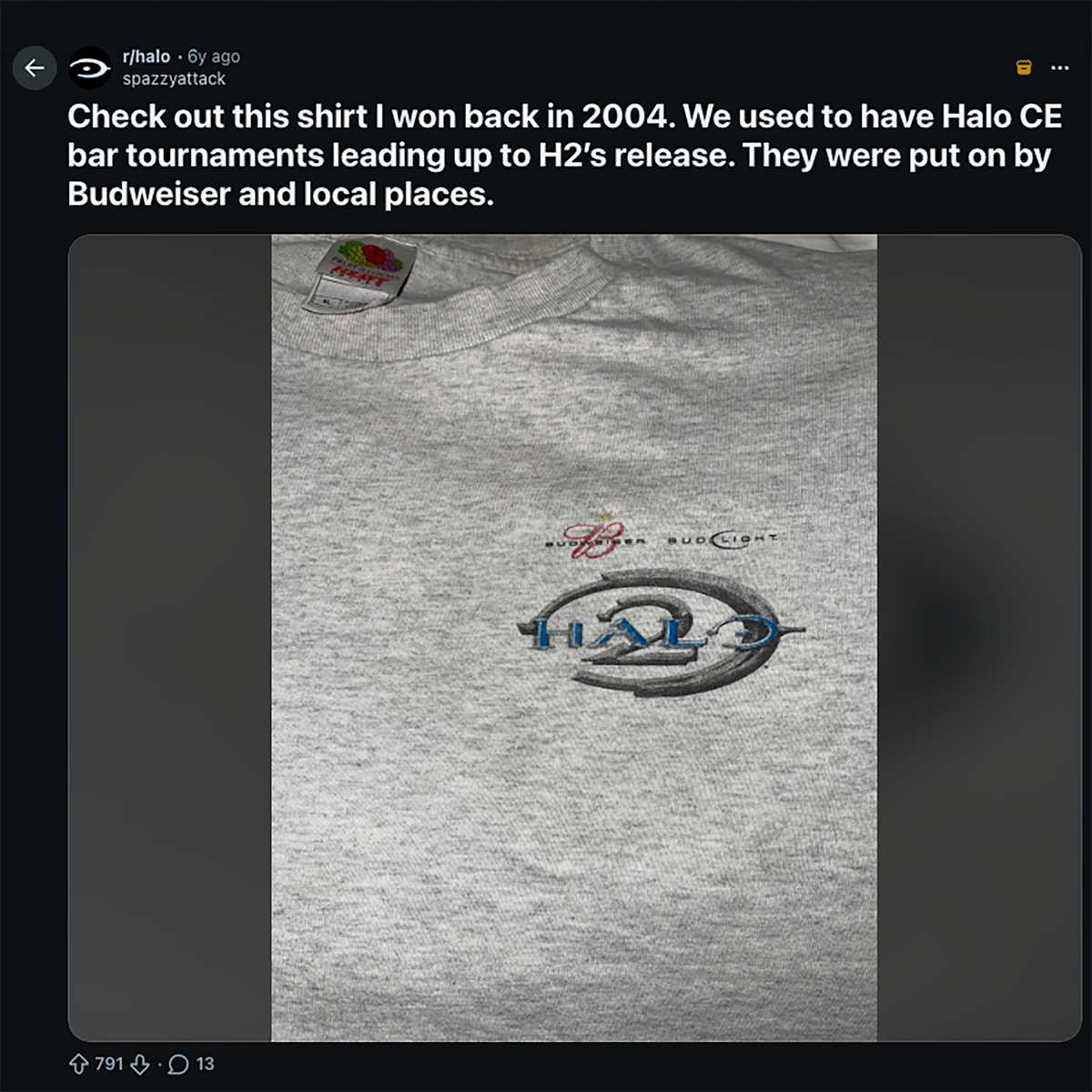 Vintage 2004 Halo 2 x Budweiser LAN Tournament Promo Tee