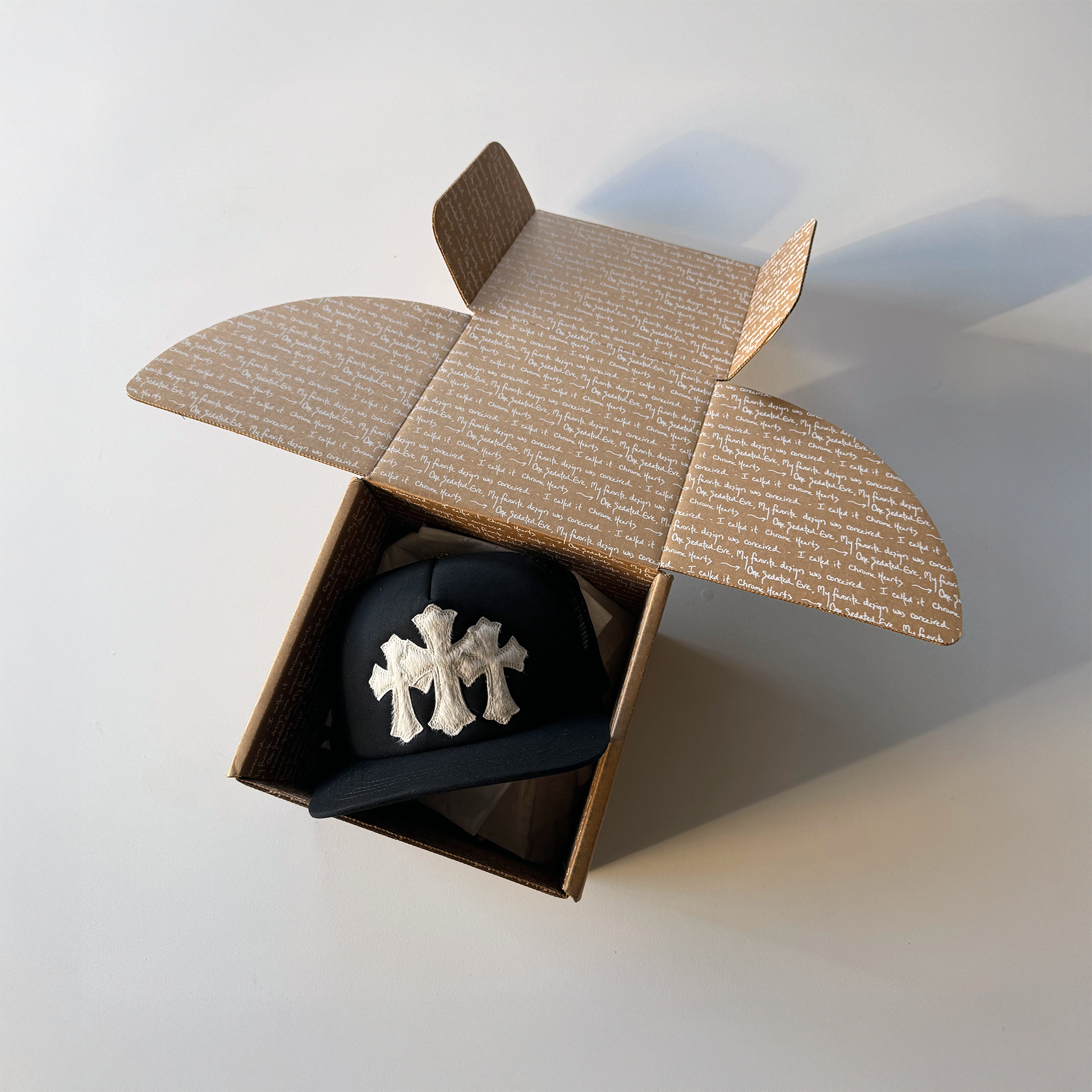 Chrome Hearts 2025 Calf Hair Triple Cemetery Cross Trucker Hat