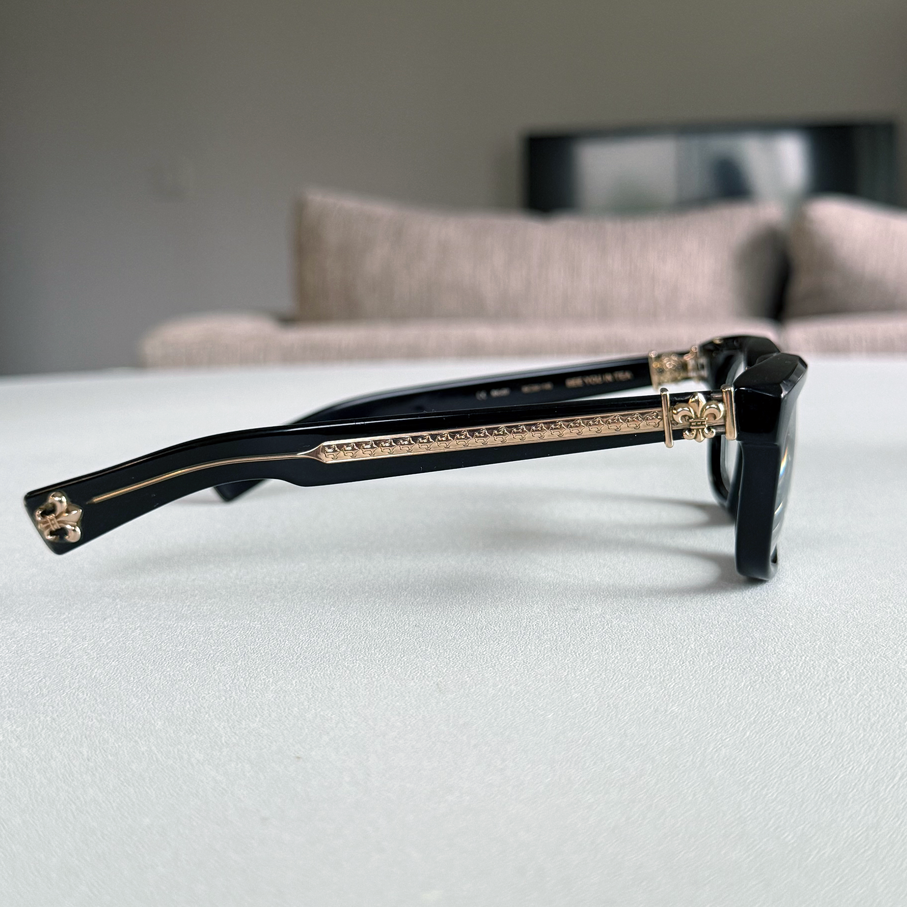 Chrome Hearts "See You In Tea" Glasses Black/Gold