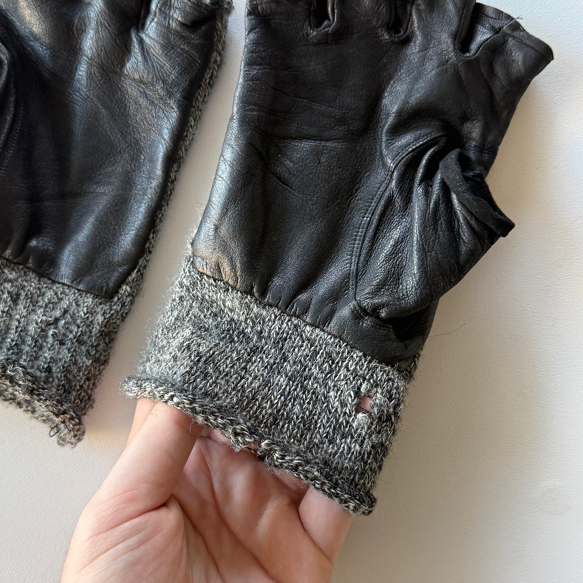 Undercover AW03 Paper Doll Hybrid "War Is Peace" Fingerless Gloves