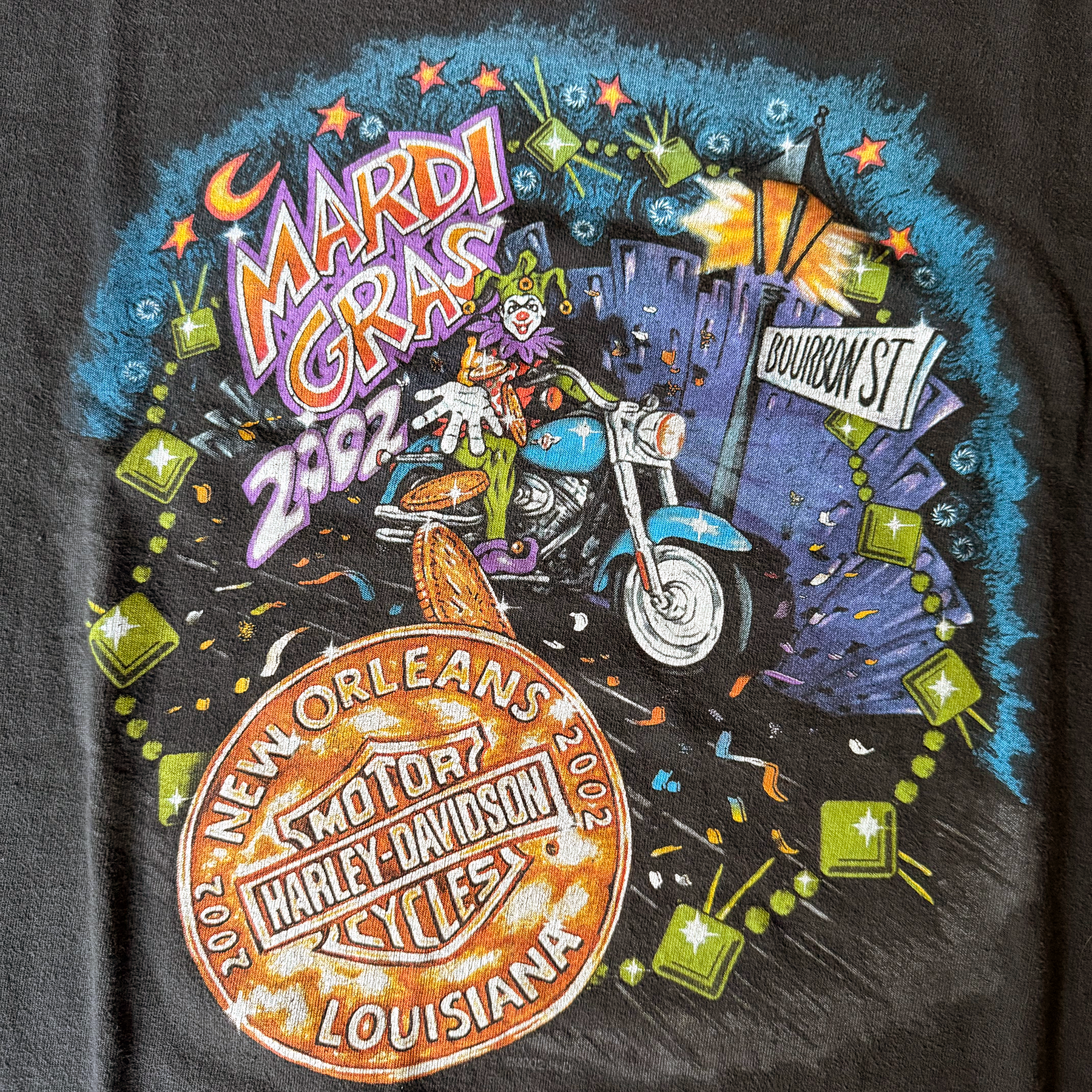 Vintage 2002 Harley Davidson New Orleans Louisiana Mardi Gras Tee