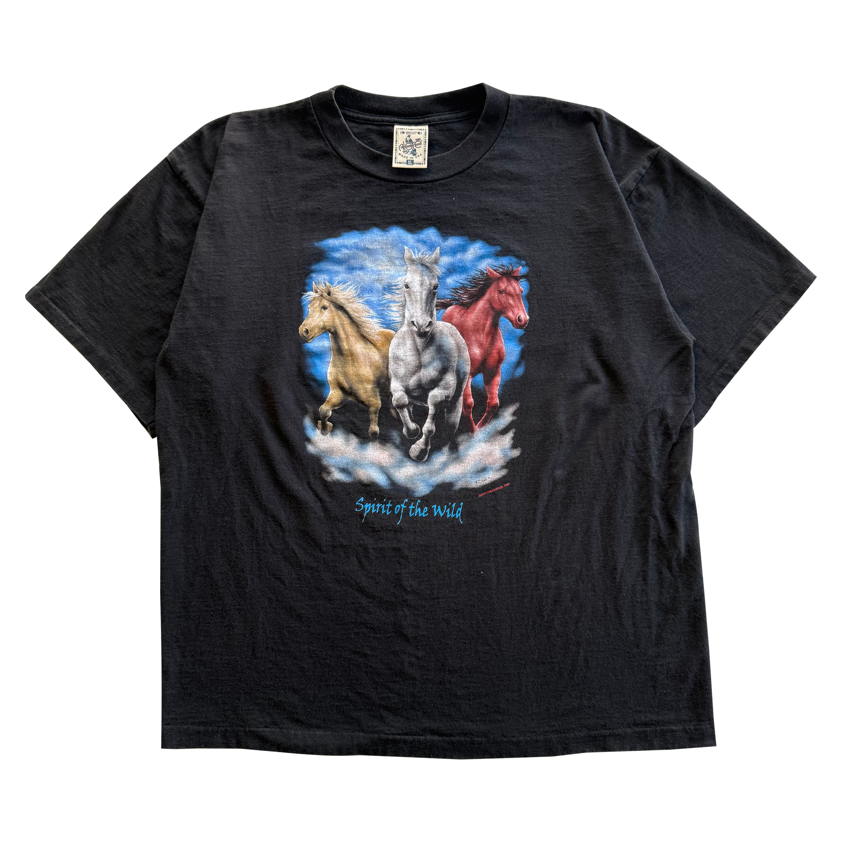 Vintage 2000 Spirit Of The Wild Horses Stallions Tee