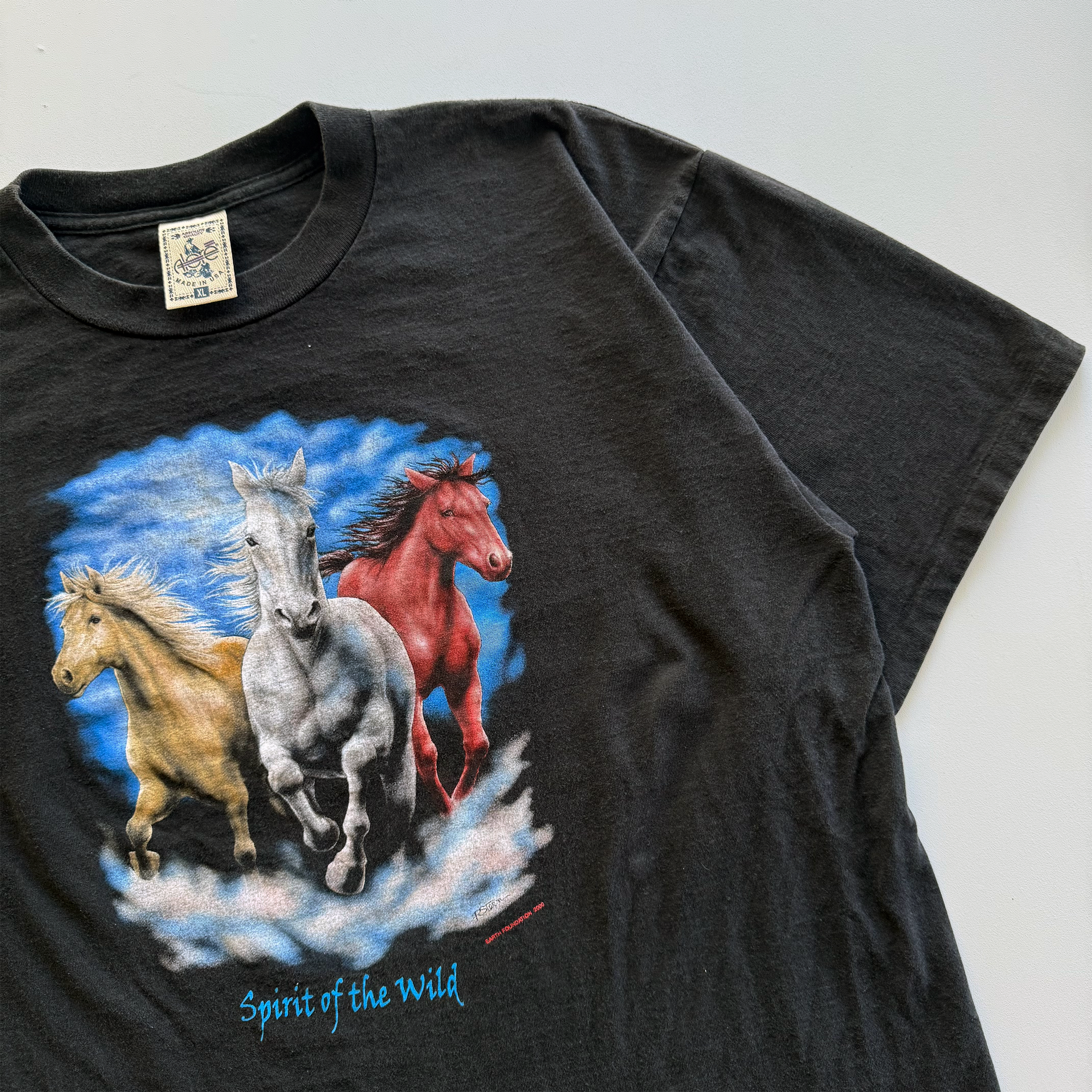 Vintage 2000 Spirit Of The Wild Horses Stallions Tee
