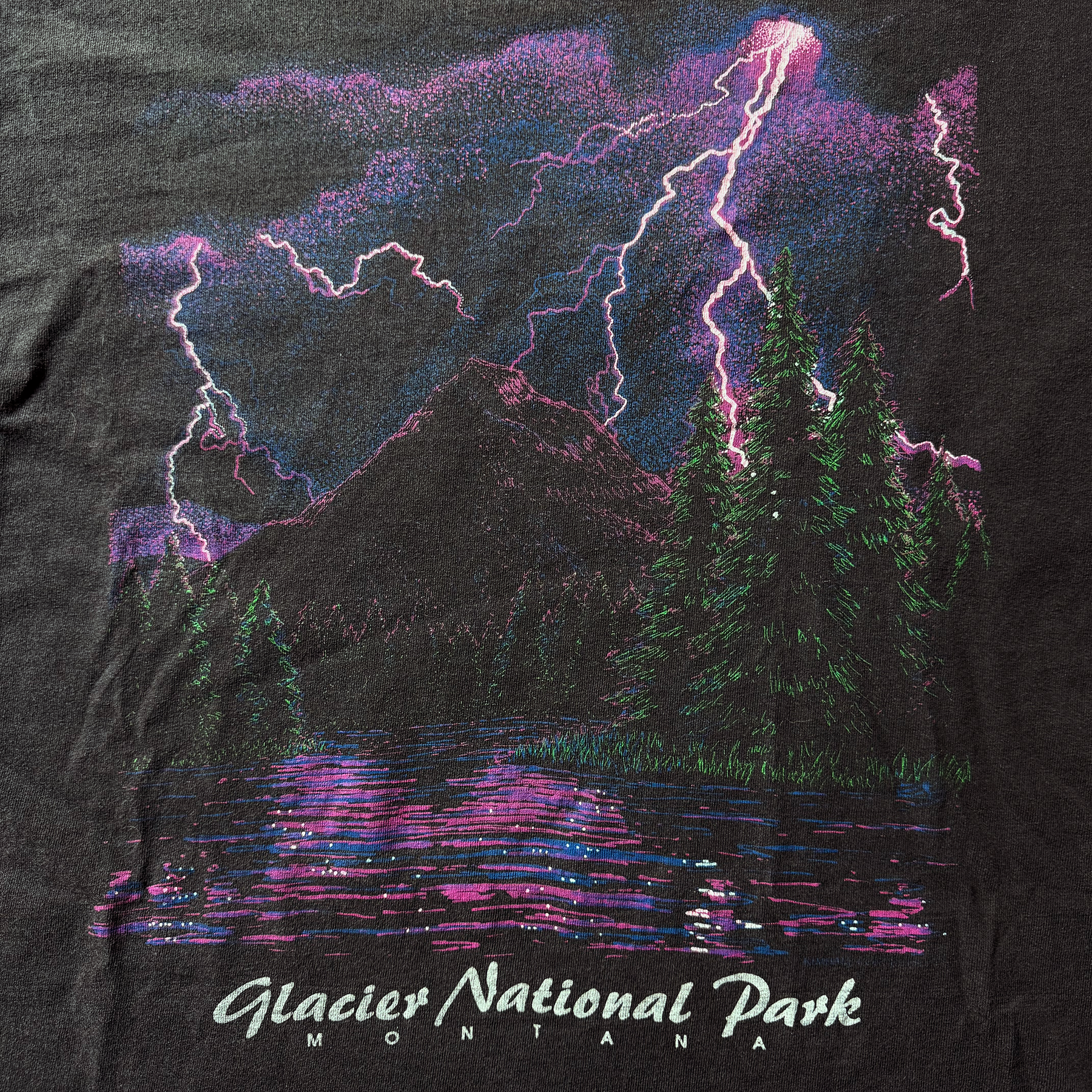Vintage 1993 Glacier National Park Lightning Nature Tee