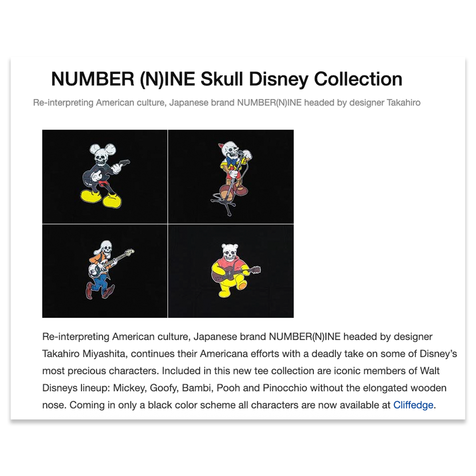 Number (N)ine AW08 Skull Disney Mickey Mouse Tee