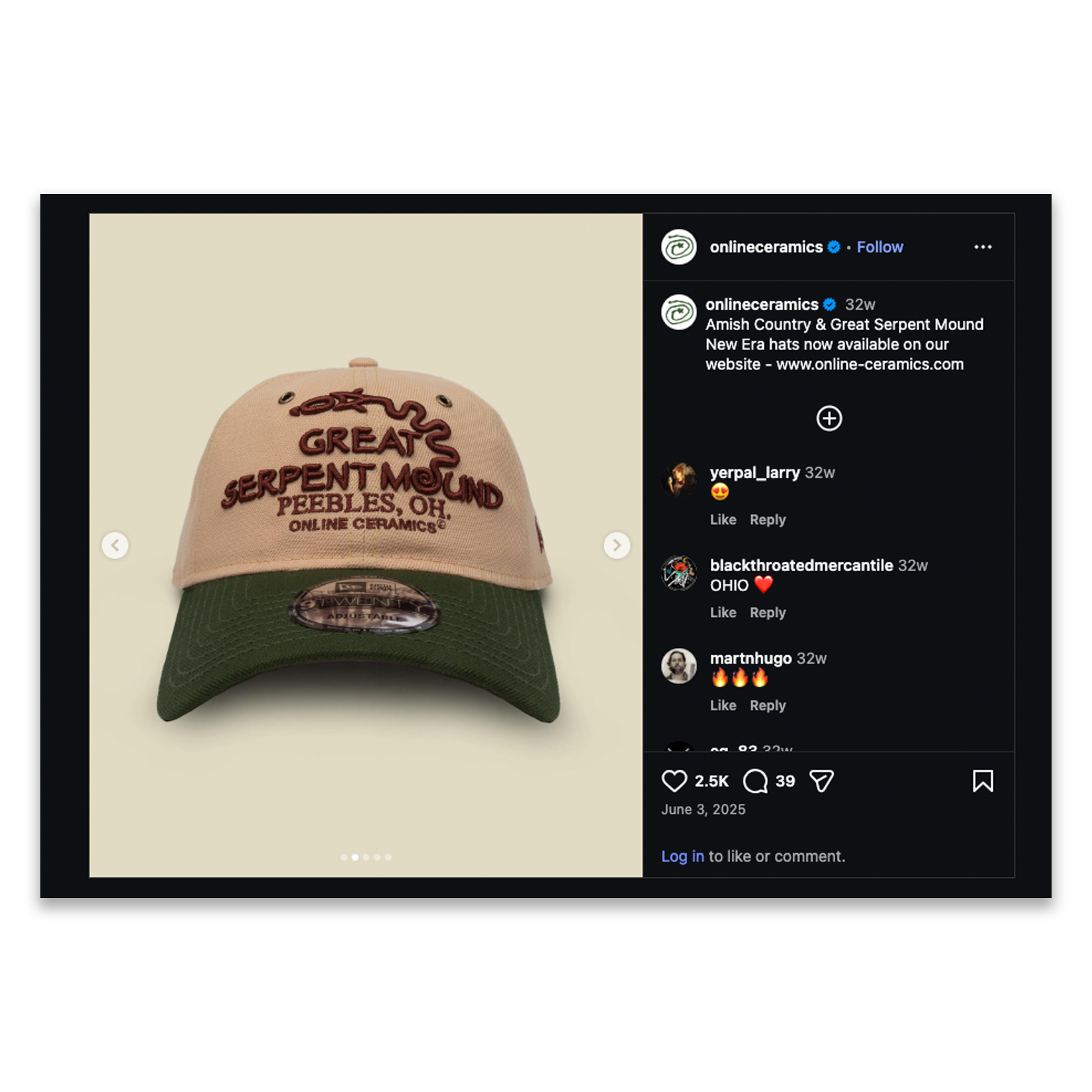 Online Ceramics 2025 Great Serpent Mound Hat