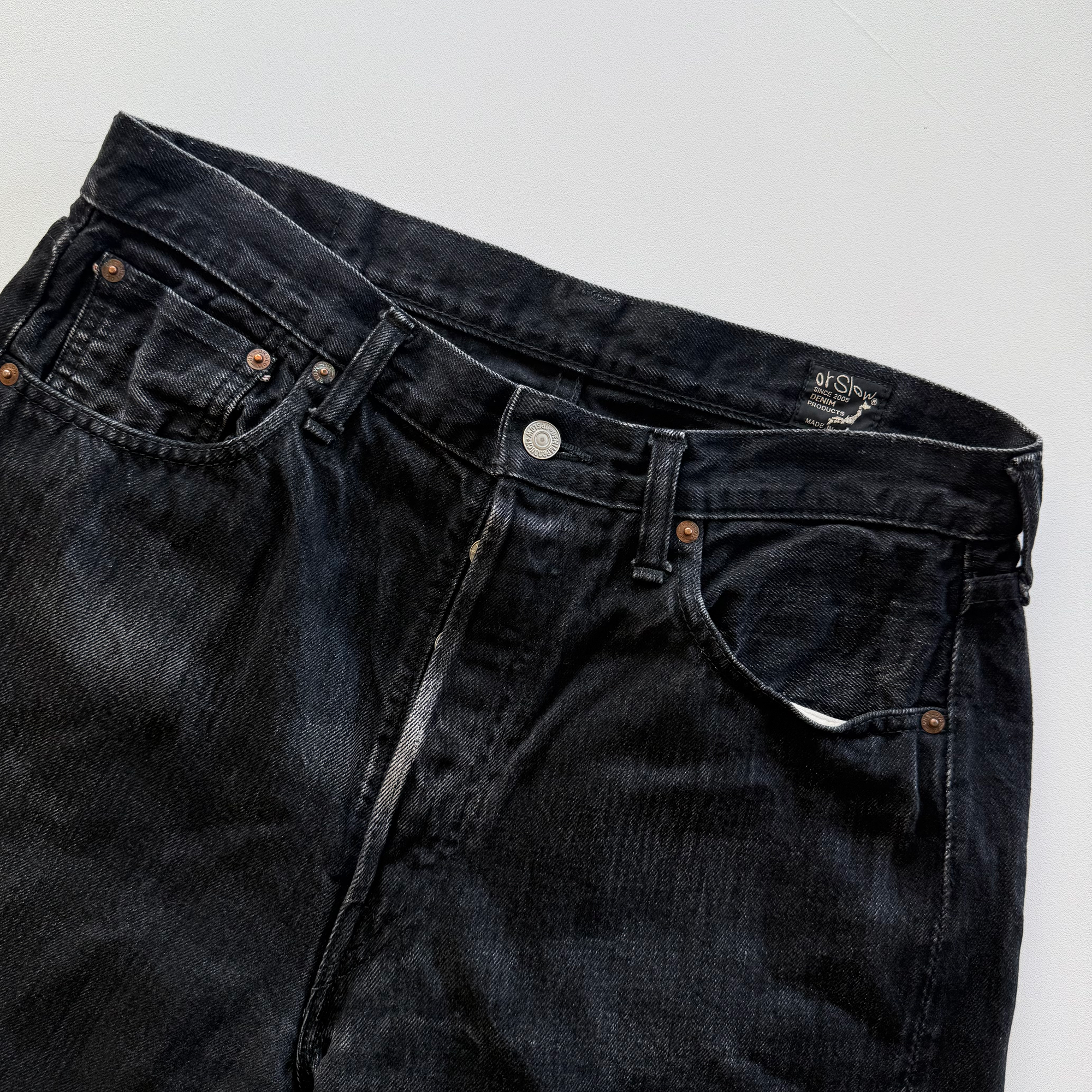 Orslow x Blue Owl 105 Black Stone Wash Selvedge Denim