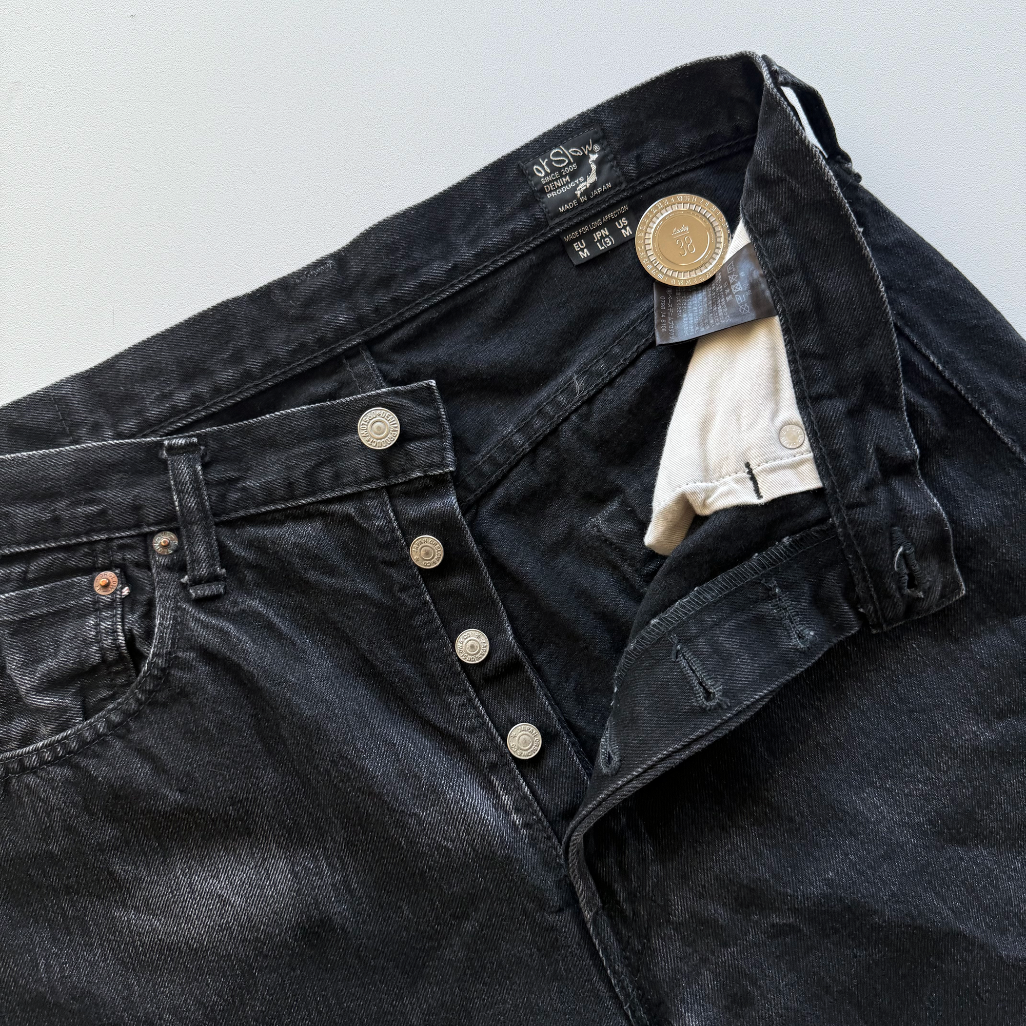 Orslow x Blue Owl 105 Black Stone Wash Selvedge Denim