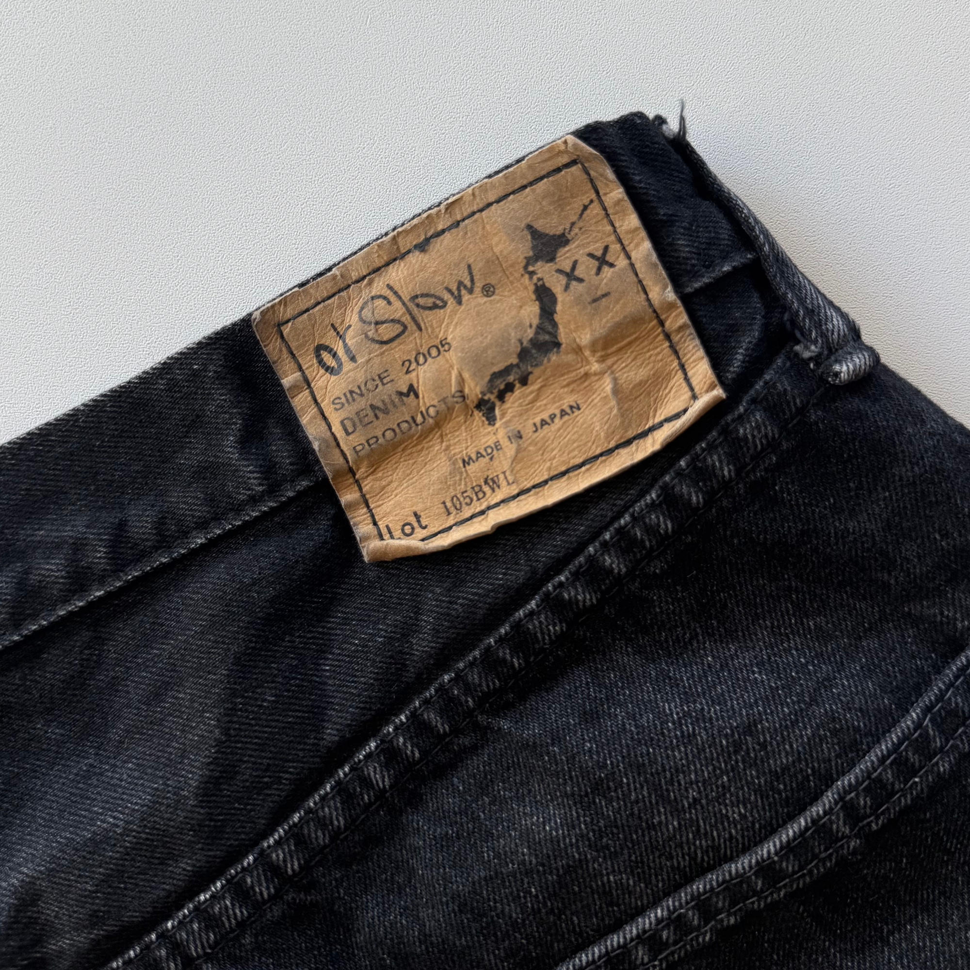Orslow x Blue Owl 105 Black Stone Wash Selvedge Denim