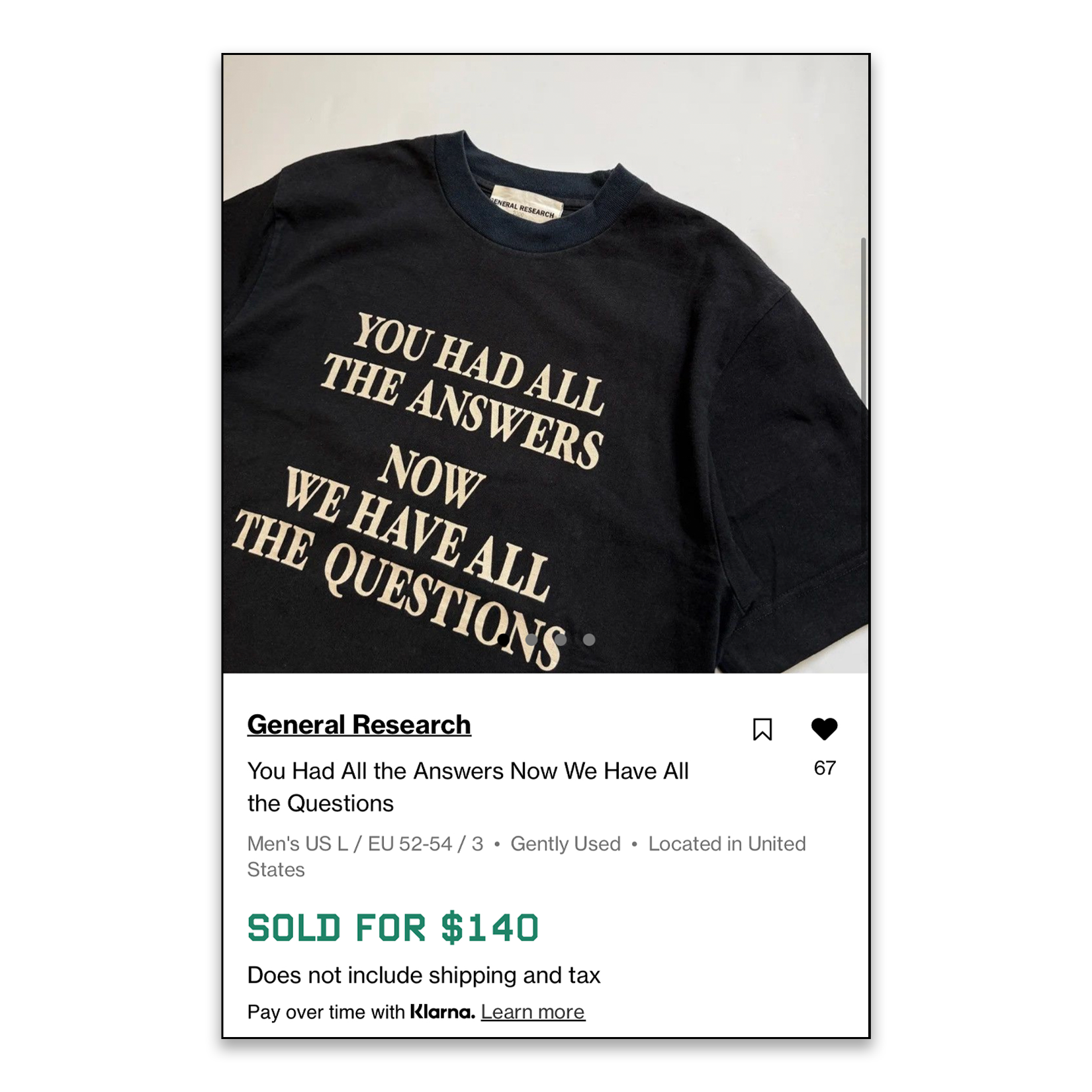 General Research 2000 "You Had All The Answers" Tee