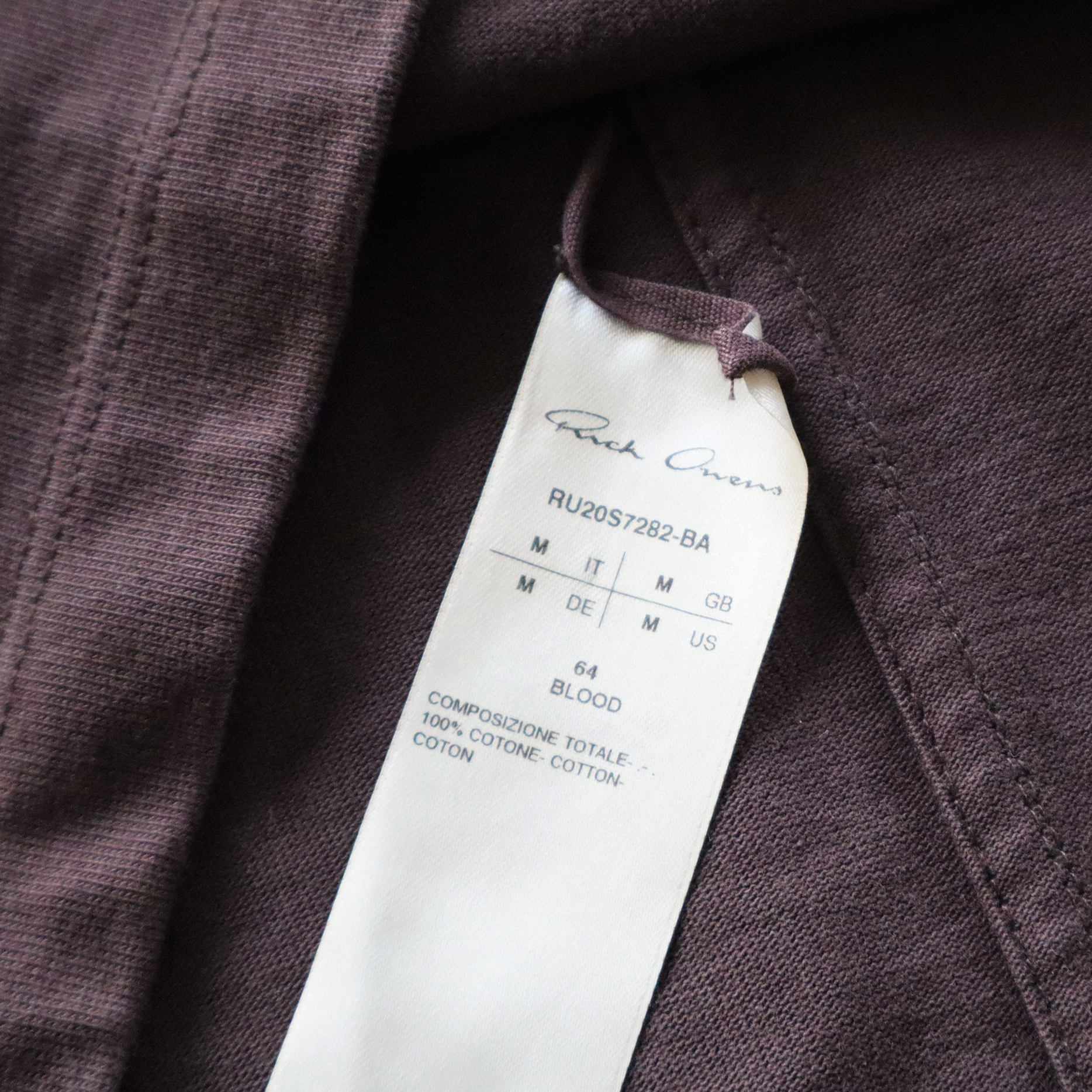 Rick Owens | SS20 TECUATL | Oversized Blood Tee Shirt