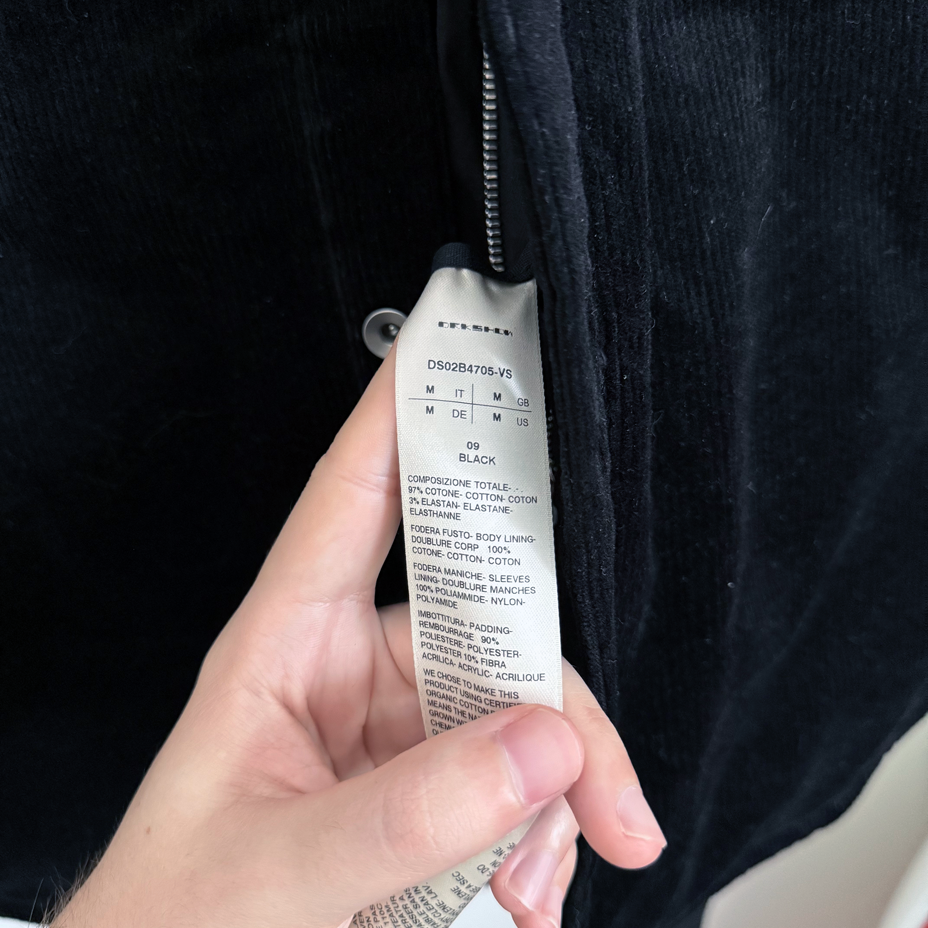 Rick Owens DRKSHDW FW22 Padded Corduroy Outershirt ($1755)