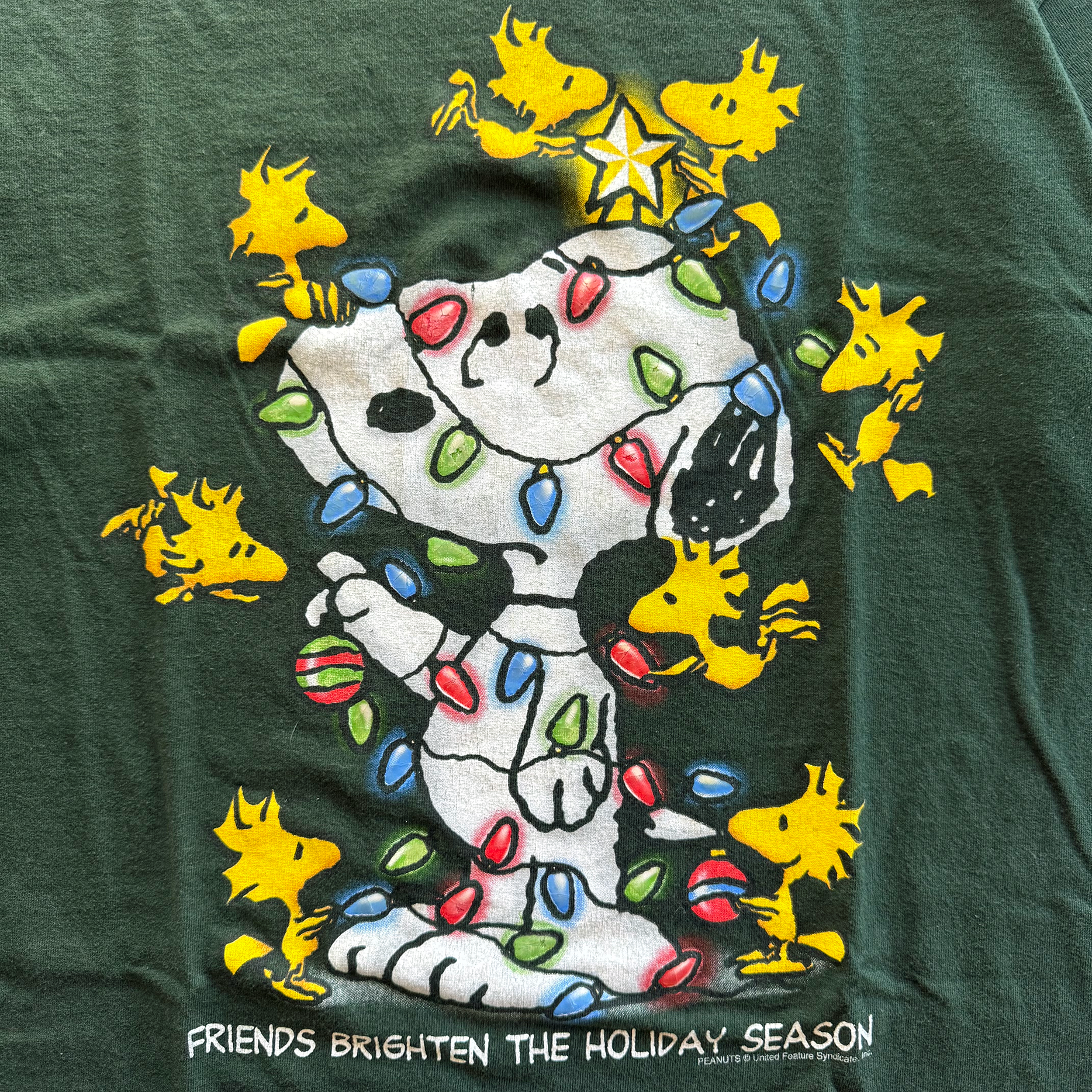 Vintage 2000s Y2K Peanuts Snoopy Woodstock Christmas Tee