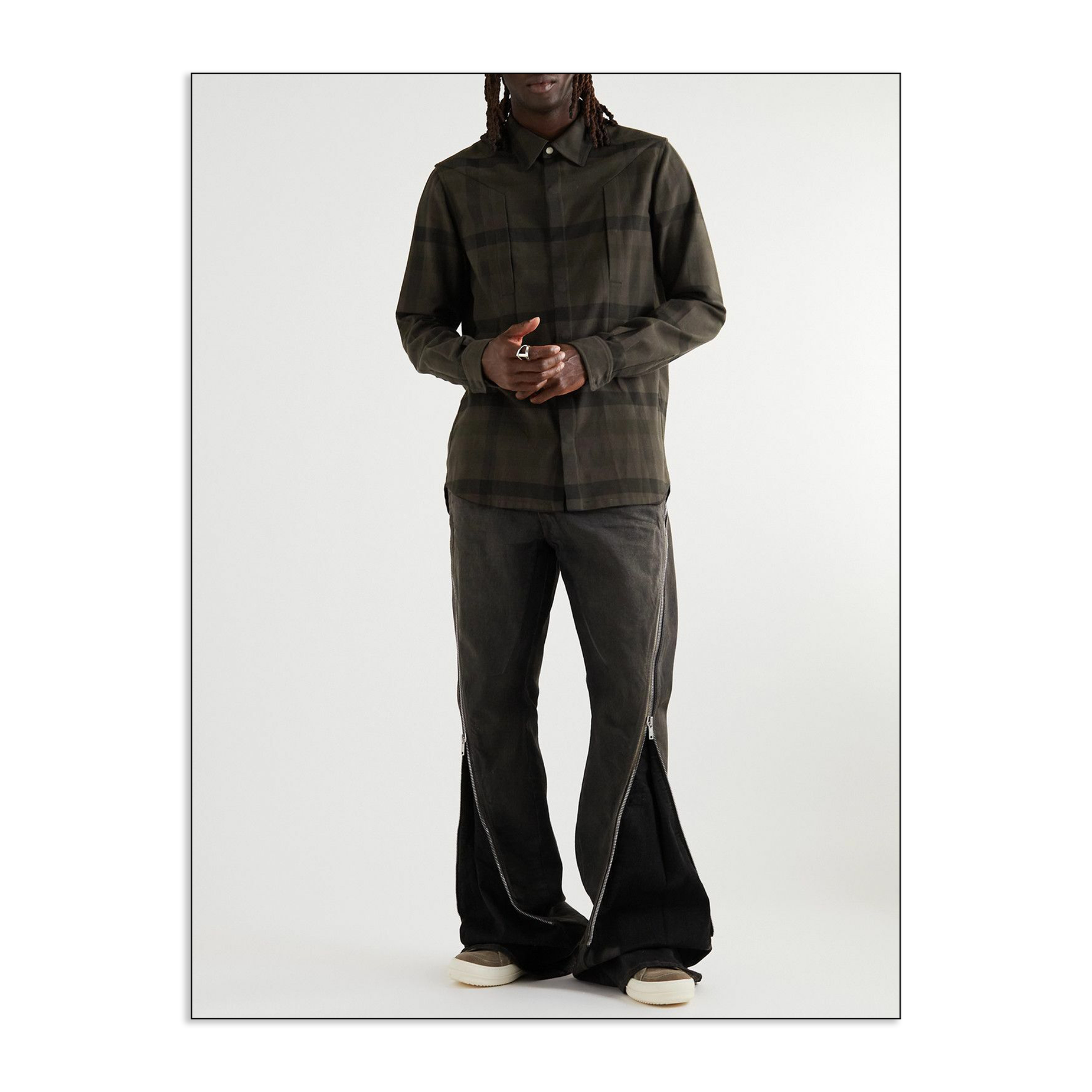 Rick Owens FW22 Strobe Checked Brushed Overshirt ($2625)