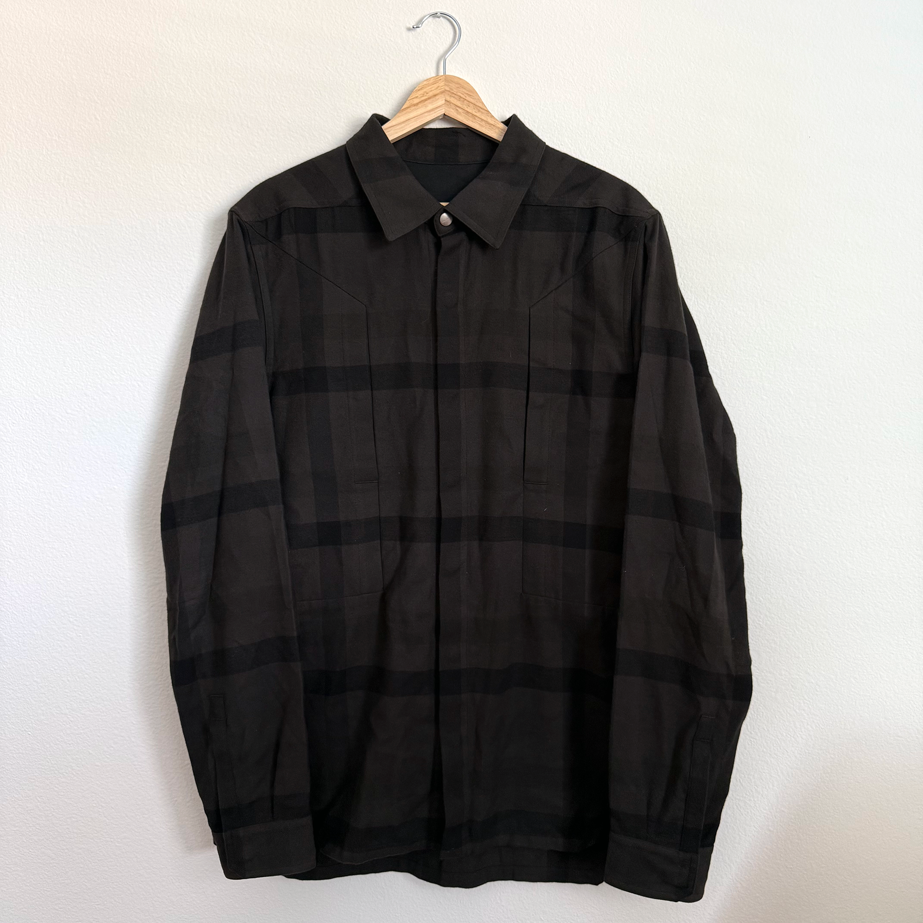 Rick Owens FW22 Strobe Checked Brushed Overshirt ($2625)