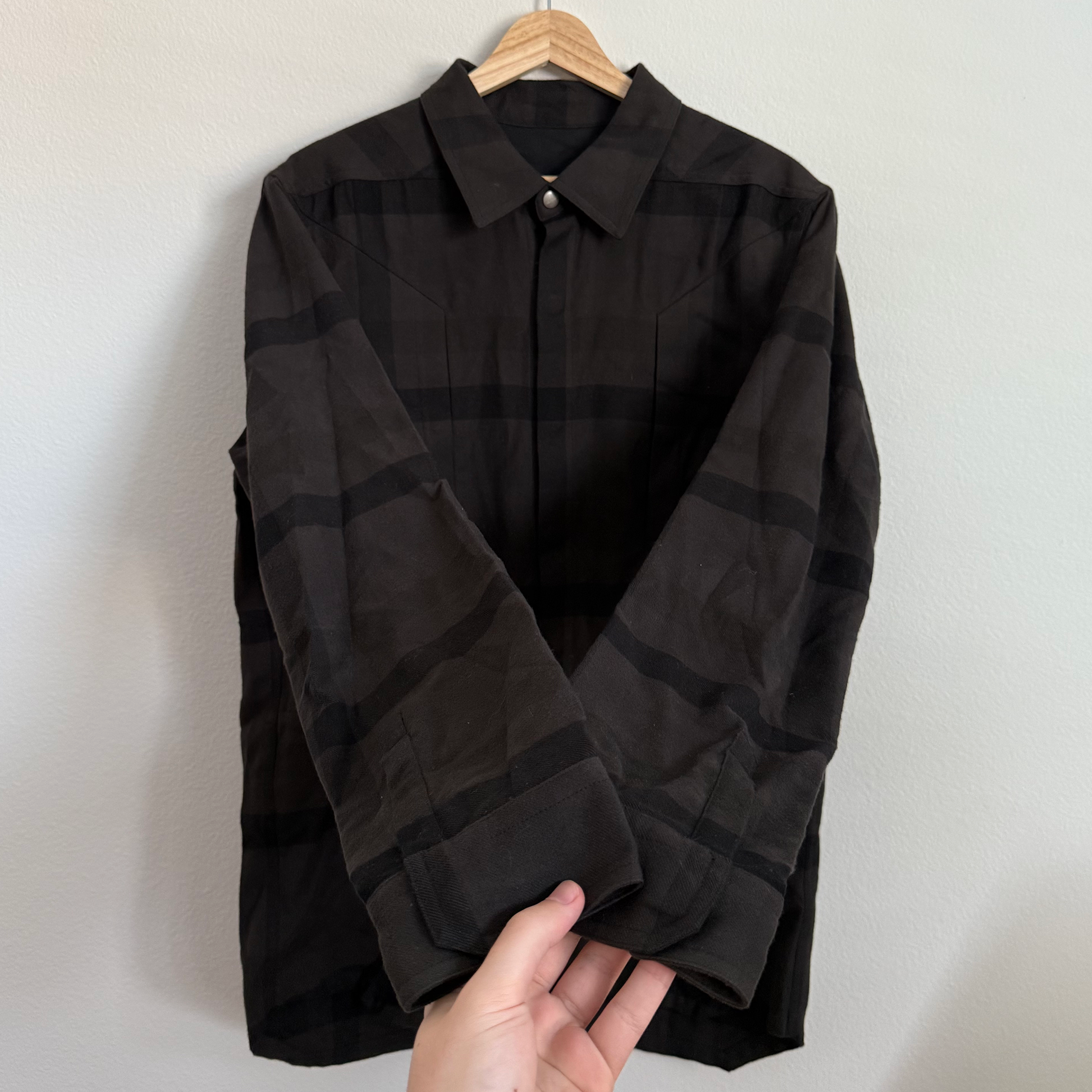 Rick Owens FW22 Strobe Checked Brushed Overshirt ($2625)