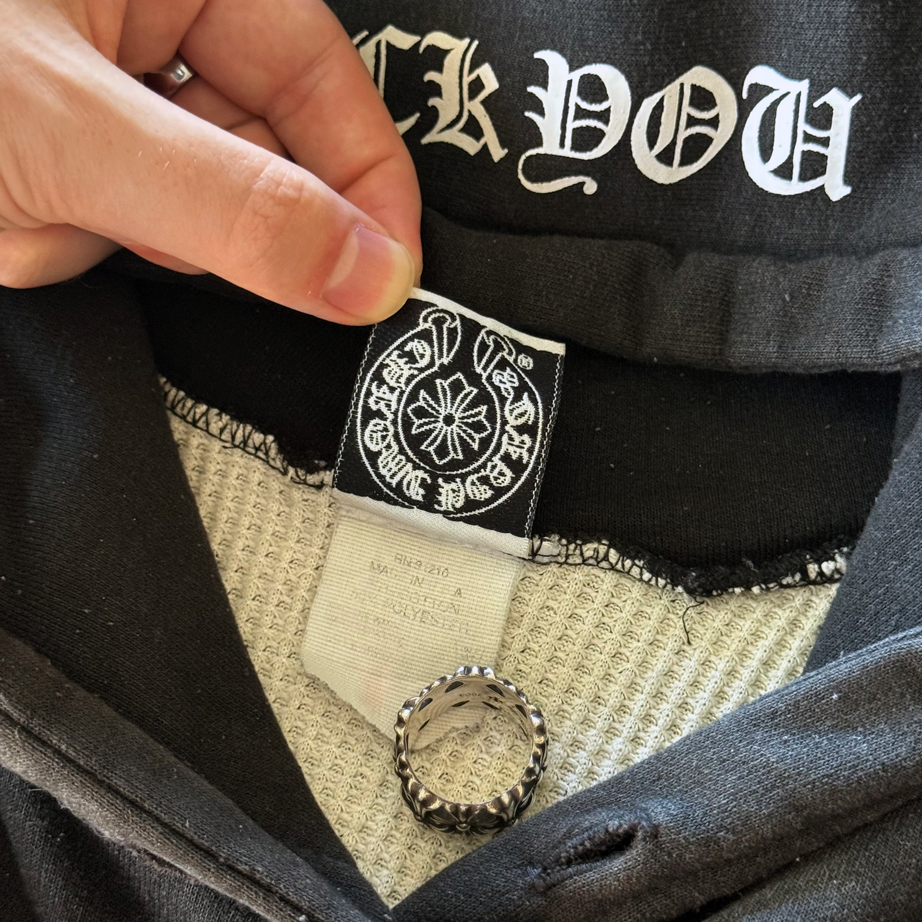 Chrome Hearts Vintage Horseshoe Thermal Sweatshirt Hoodie