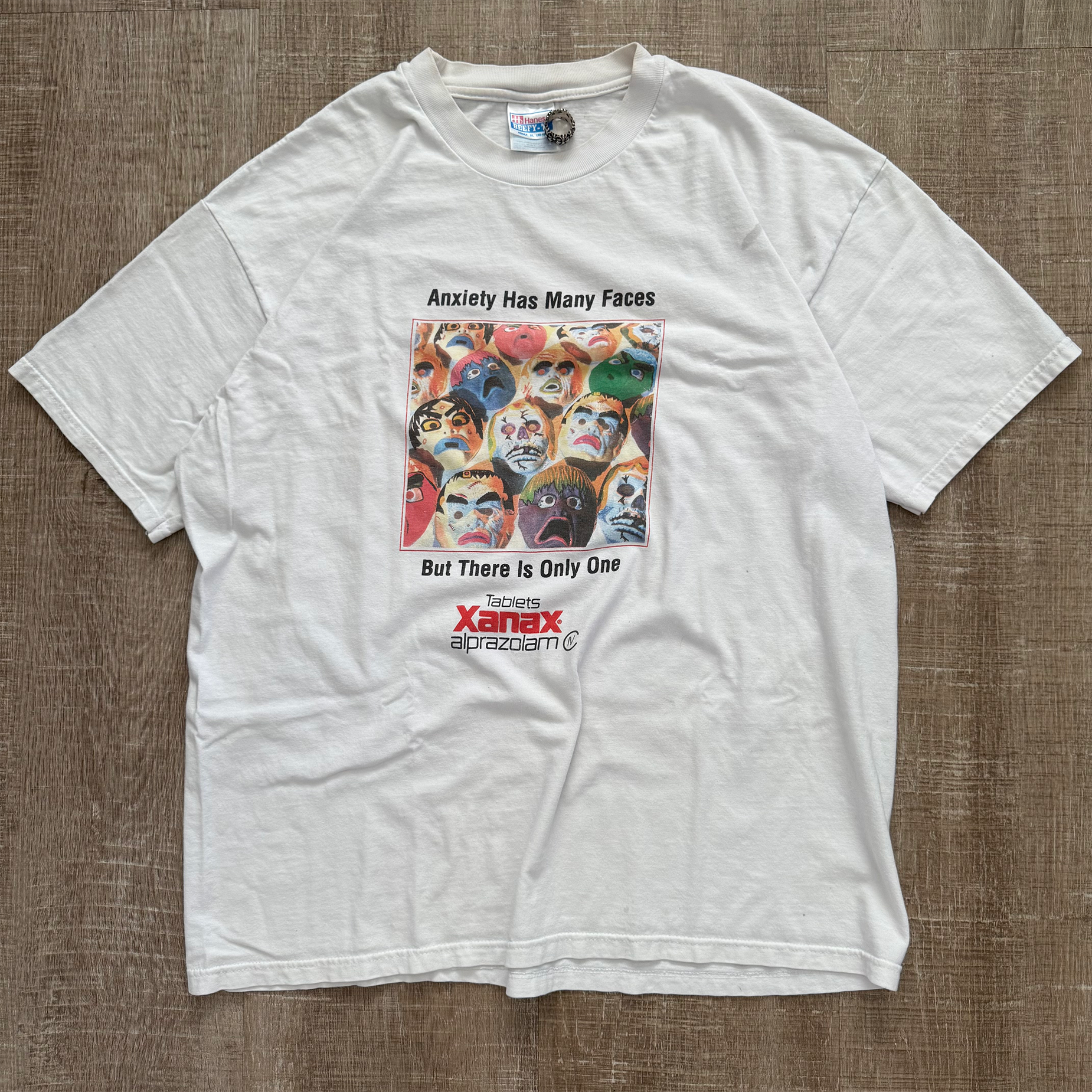 Vintage 1995 Xanax Alprazolam "Anxiety Has Many Faces" Tee