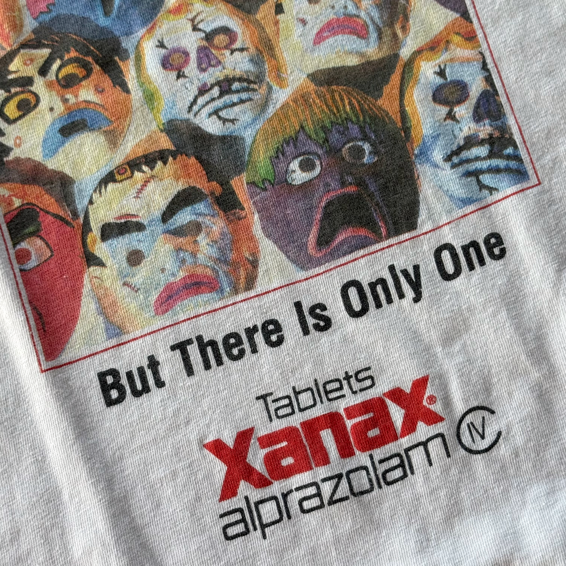 Vintage 1995 Xanax Alprazolam "Anxiety Has Many Faces" Tee